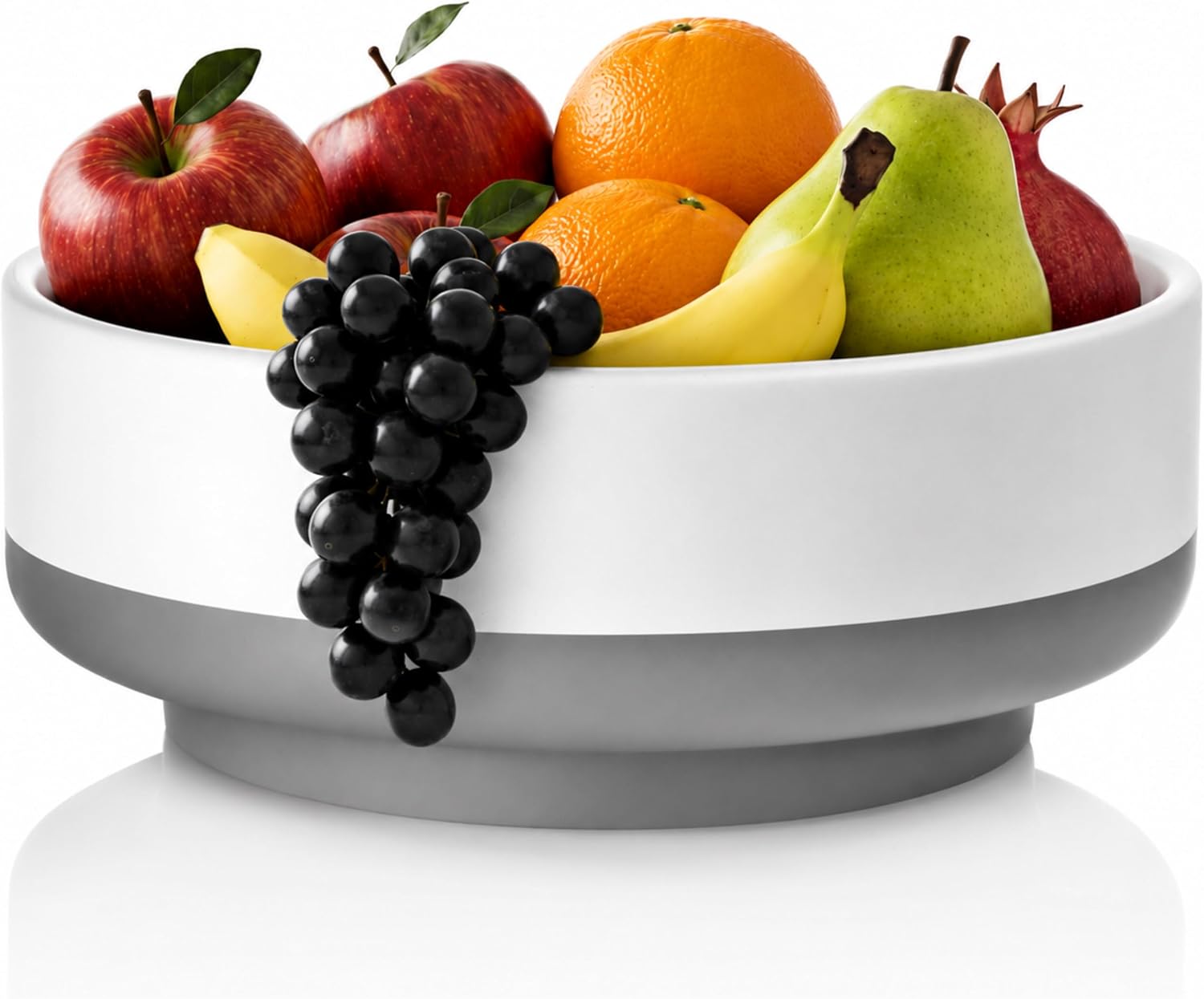 Gennua Kitchen Concrete Fruit Bowl for Kitchen Counter – Modern Two-Tone Stone Centerpiece with Wide Stable Base, Large Decorative Cement Bowl for Entryway Table, Coffee Table Decor, Key Bowl,11 Inch