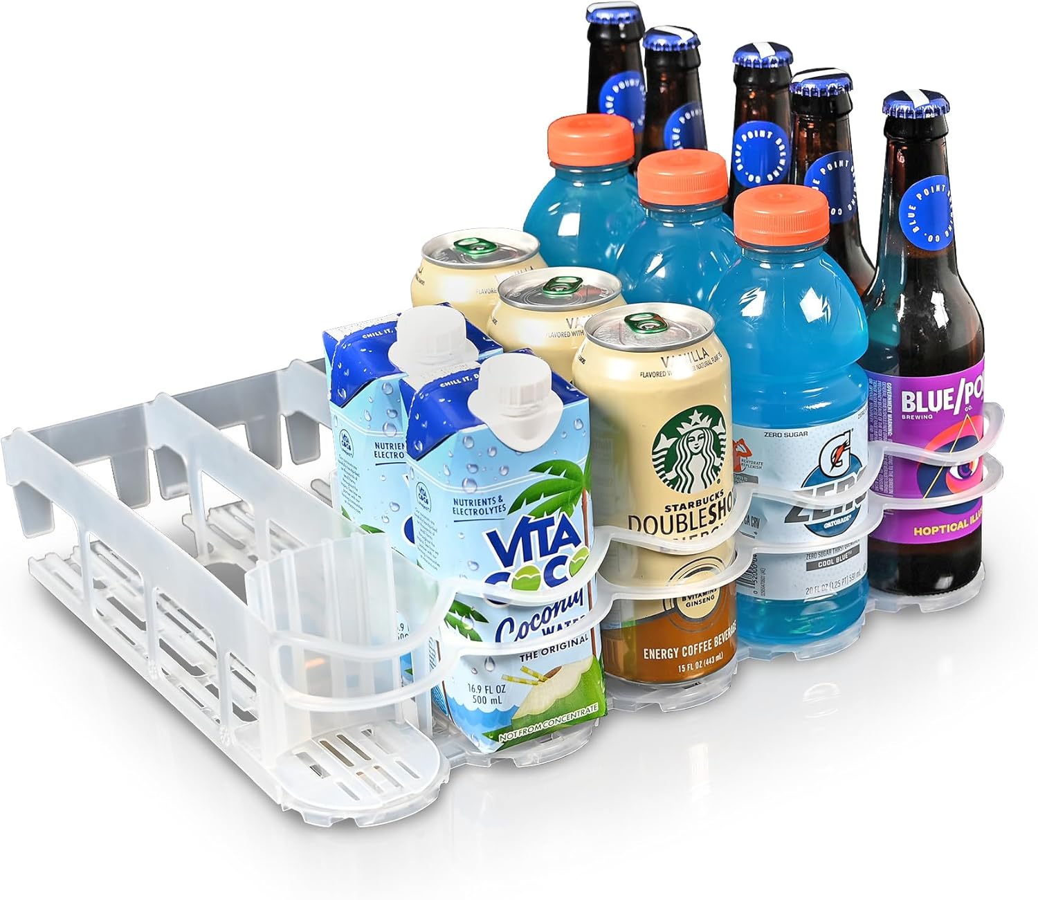 Display Technologies, Fridge-Plus Drink Organizer for Refrigerator Storage – Soda Can Dispenser and Soda Can Organizer Rack for Bar Fridge (Pack of 1)