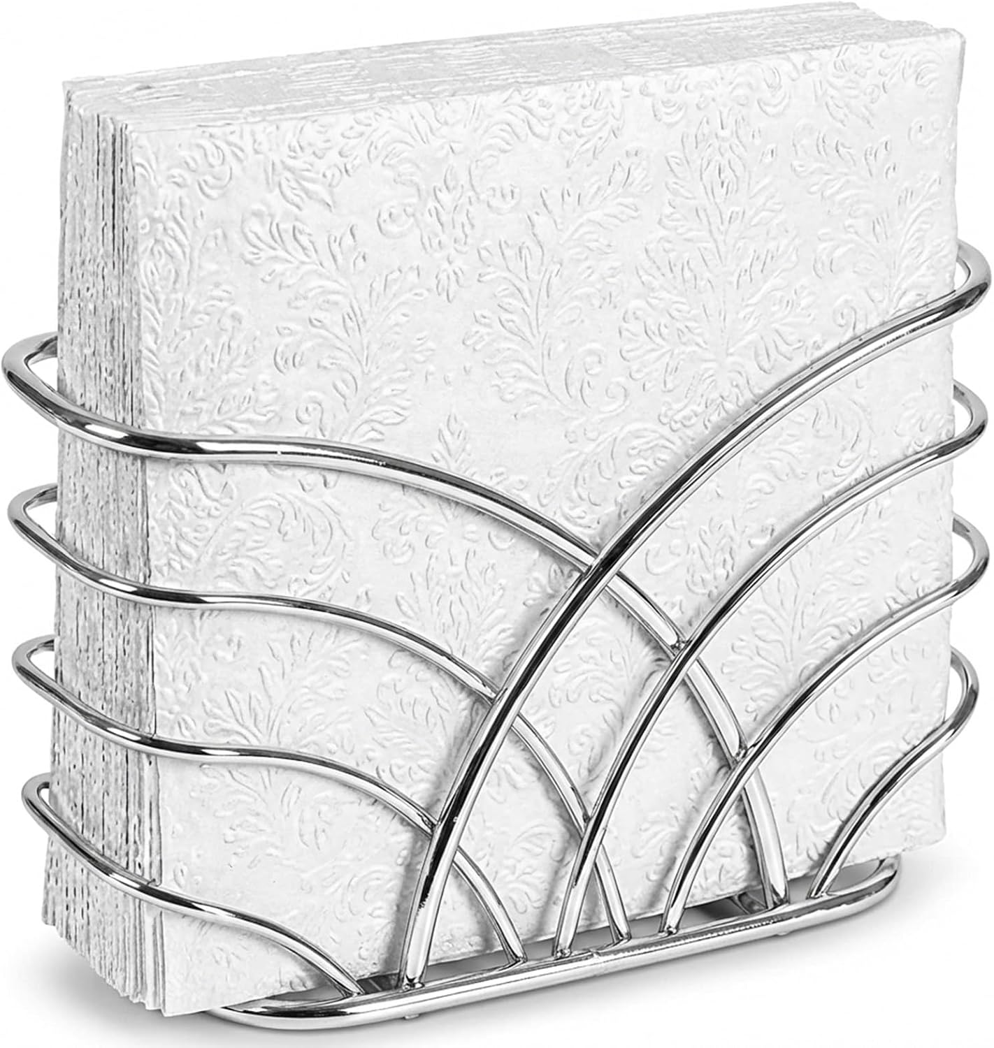 Napkin Holder for Table, Silver Iron Upright Paper Dispenser | Dinner Napkins, Lunch Napkins & Table Decor