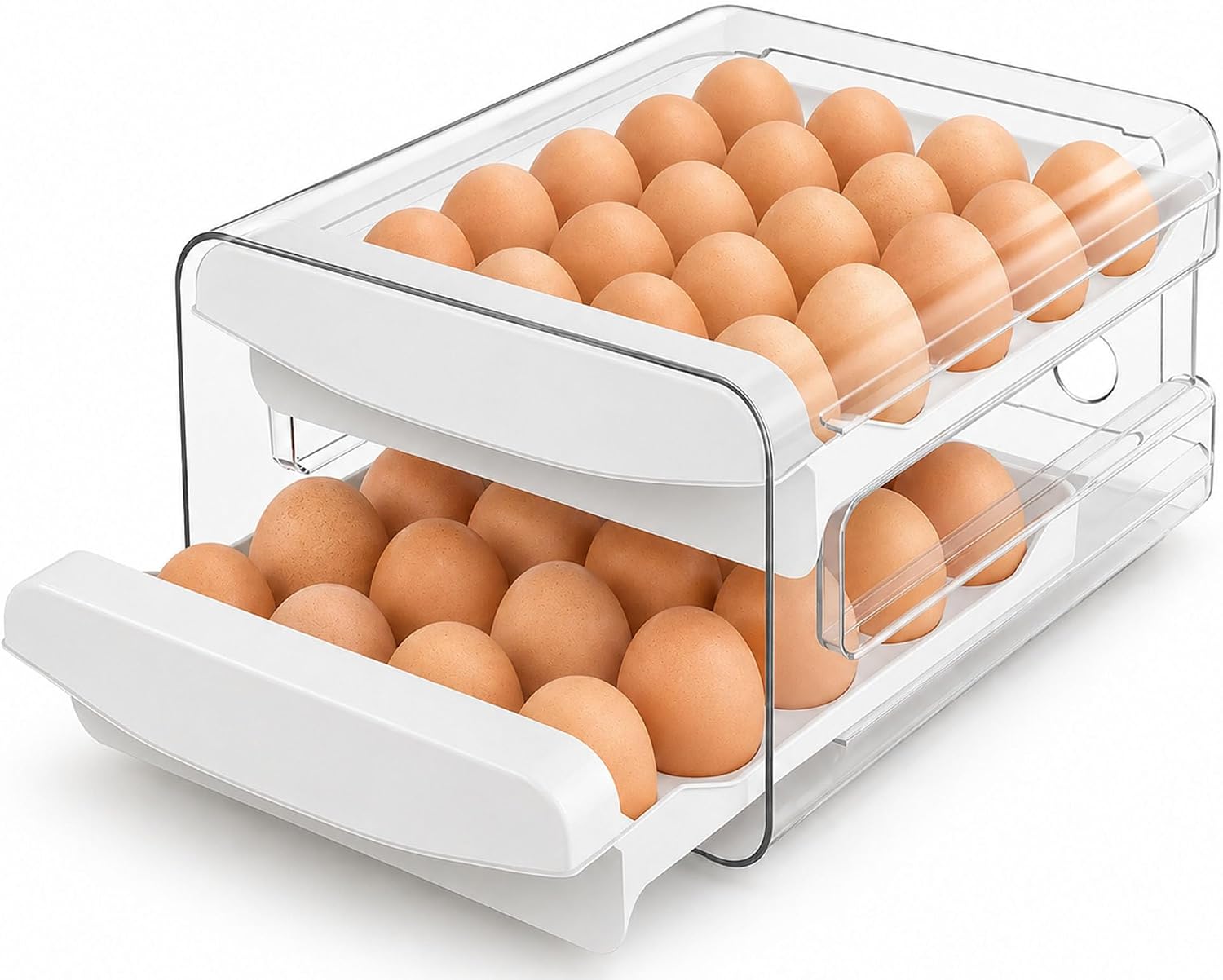 Zagtag® Egg Holder for Fridge, 2-Tier Stackable 40 Eggs Organizer Drawer for Refrigerator, Space-Saving Egg Container, Clear Plastic Egg Tray for Kitchen Storage