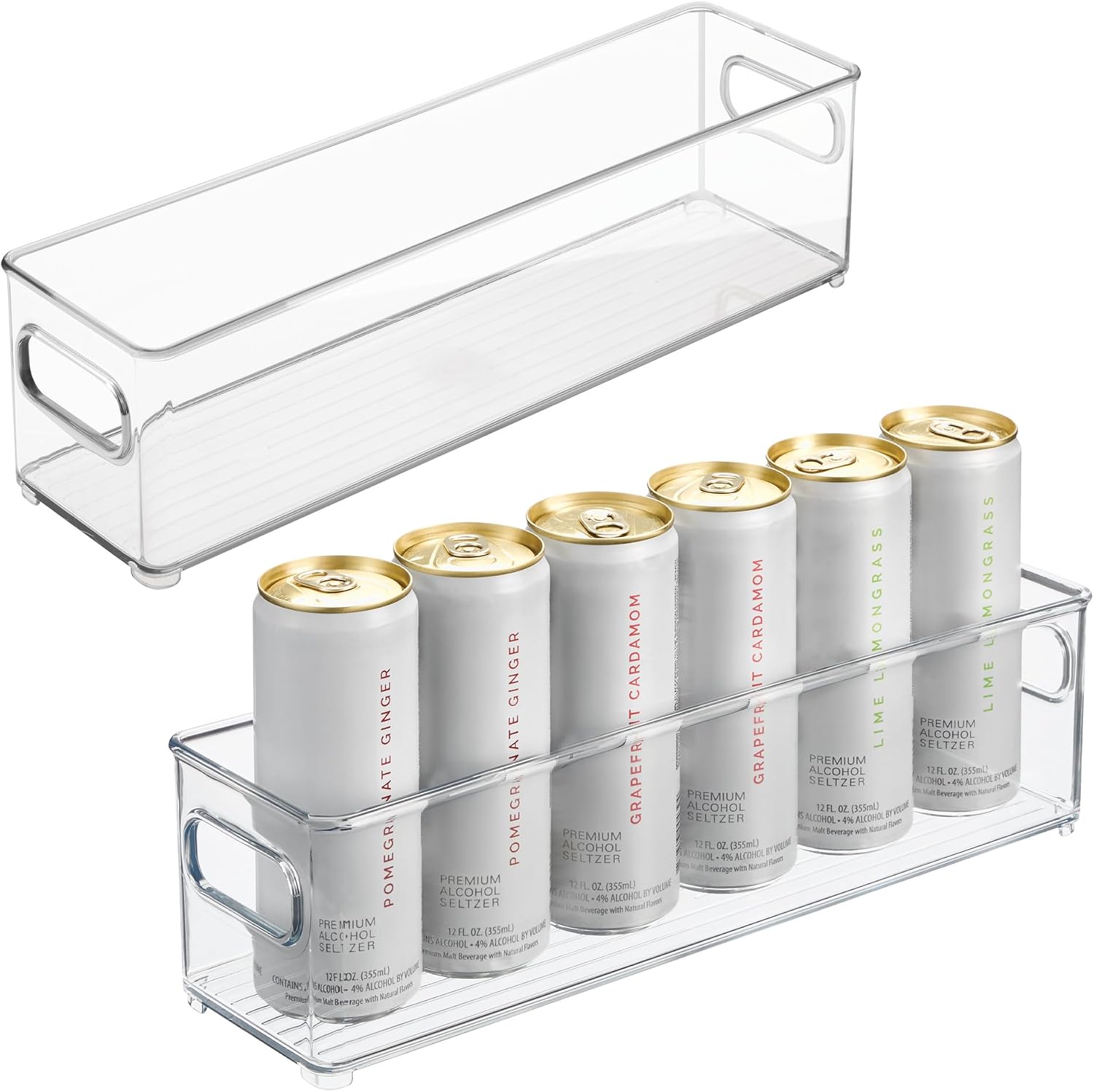 iDesign Stackable Fridge Bin with Handles, Set of 2, Clear | Ideal for Freezer or Pantry, Made in USA