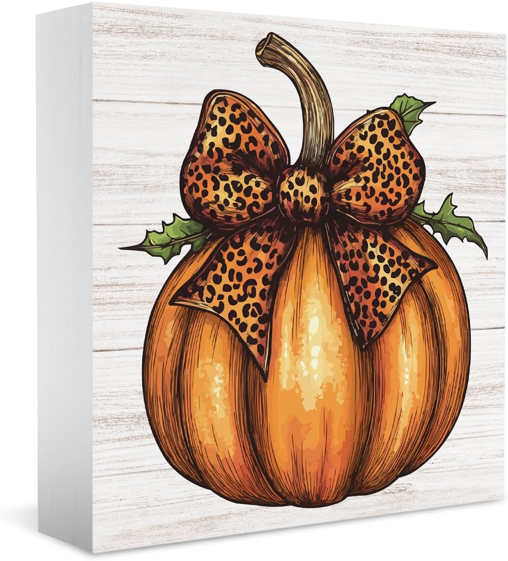 Fall Decorations for Home Farmhouse Fall Pumpkin Kitchen Decor Autumn Thanksgiving Decorations for Table Autumn Bow Decor 5 x 5 inches(Tub 2605)