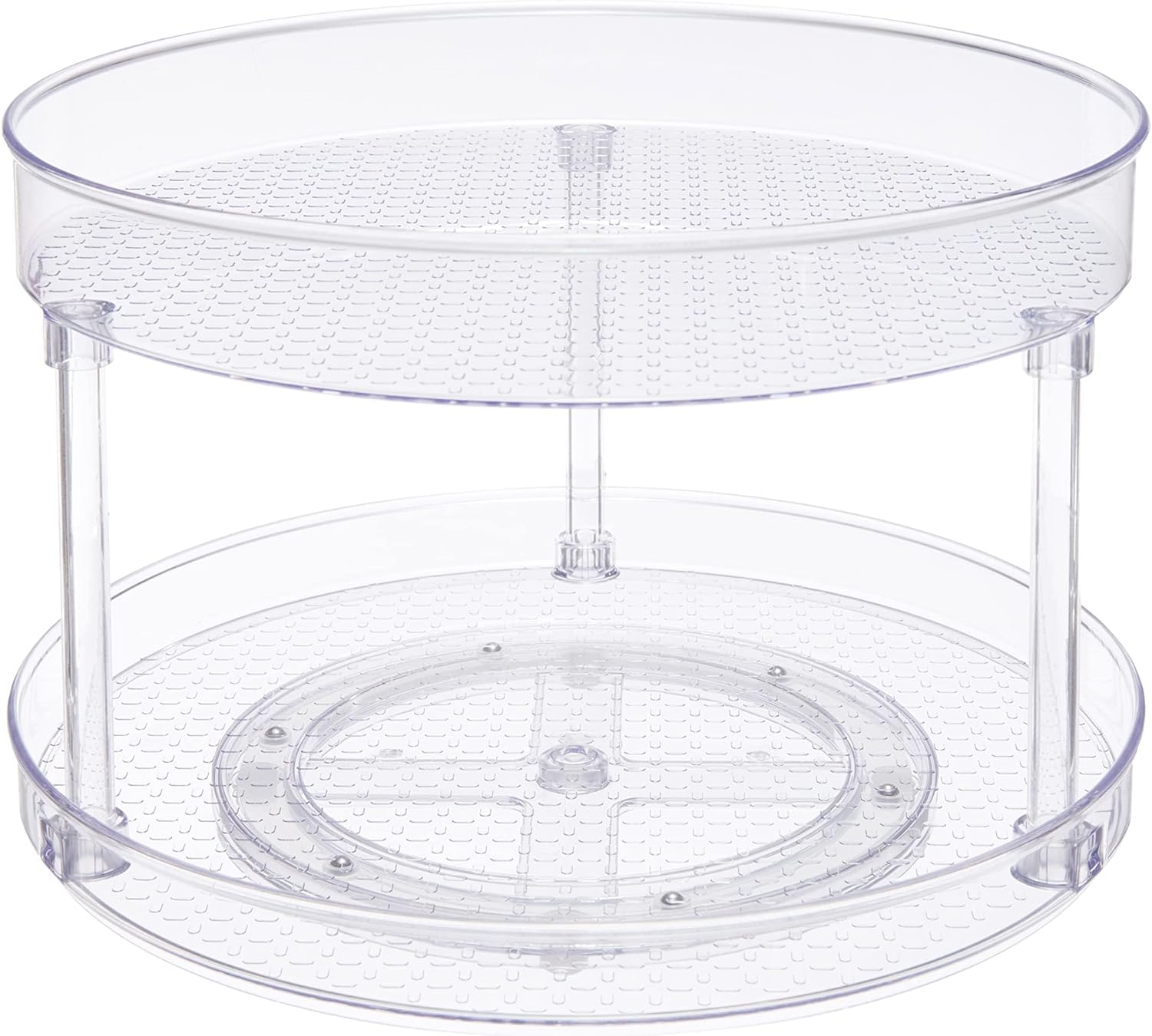 Amazon Basics 2 Tier Lazy Susan Turntable Organizer for Condiments, 12″ Diameter, Clear
