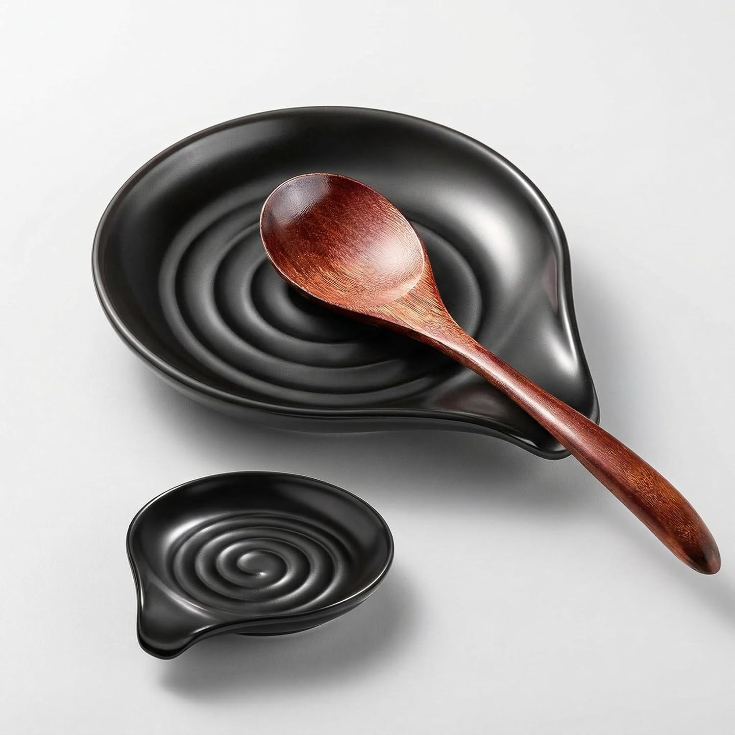 Gencywe® Spoon Rest for Stove Top, 6.1″ Large Ceramic Spoon Holder for Kitchen Counter Decor, Heat-Resistant Cooking Utensil Rest, Coffee Spoon Holder, Black Kitchen Spoon Rest for Spoon Ladle Spatula