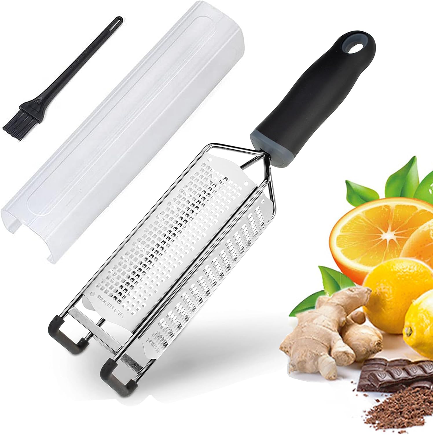 3 in 1 Cheese Grater Zester Citrus Lemon 304 Stainless Steel Zester Versatile Sharp Tool for Parmesan Cheese Ginger Garlic Nutmeg Chocolate Vegetables Fruits 12”