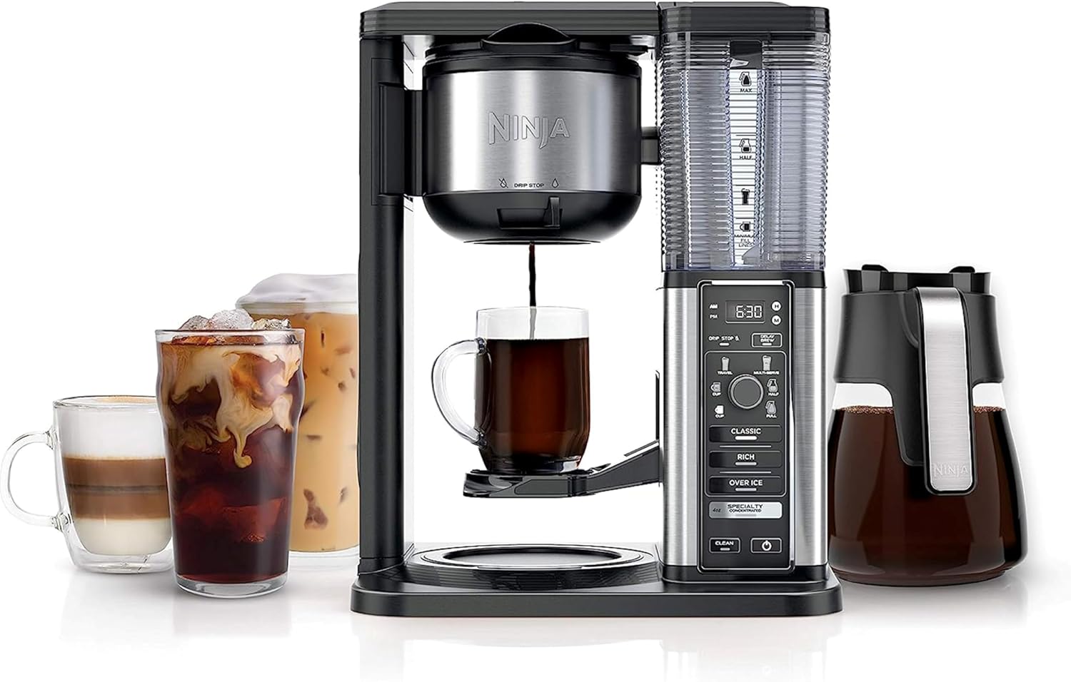 Ninja Specialty Coffee Maker | Includes 10-Cup Carafe, Fold-Away Frother, Permanent Filter & Removable, Dishwasher Safe Reservoir | 6 Brew Styles, 8 Cup to Travel Mug to Pot Sizes | Black | CM401