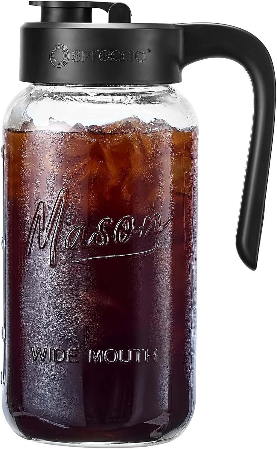 Mason Jar Pitcher – Airtight & Leakproof Glass Pitcher with Lid, Perfect for Breastmilk, Cold Brew, and Sun Tea, 2 Quart (64 oz) Mason Jar with Pour Spout Lid