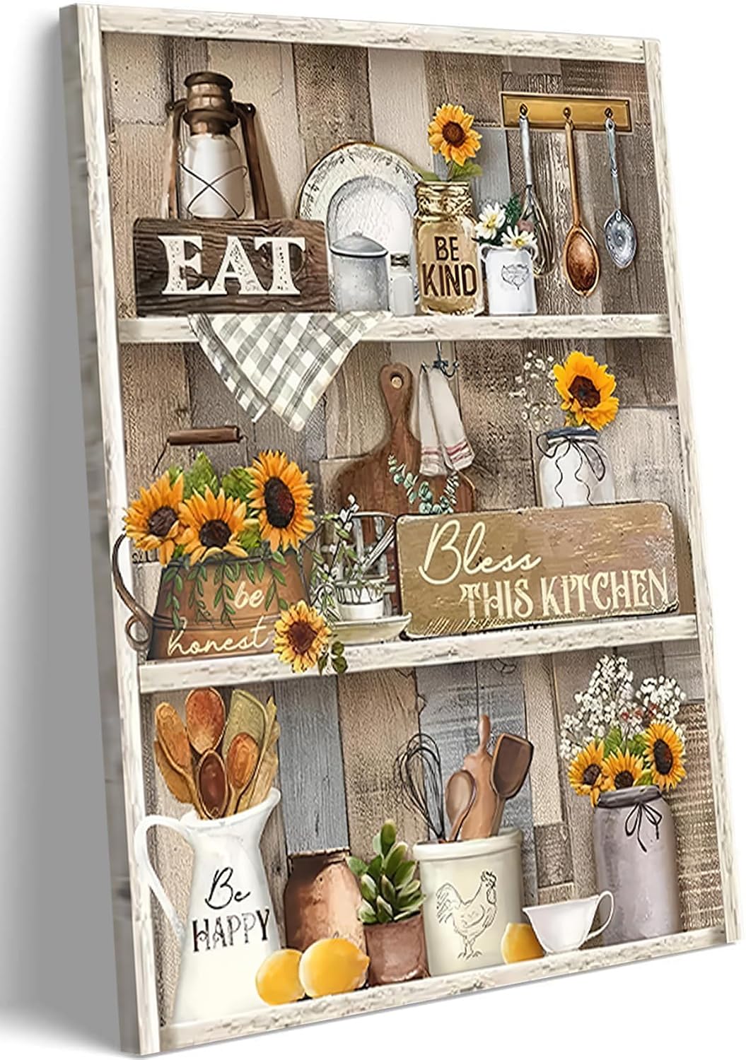 Rustic Kitchen Canvas Wall Art Vintage Farmhouse Wall Decor Picture Still Life Kitchen Poster Print Farm Positive Inspirational Painting Artwork for Living Room Dining Room Home Decoration 12x16in