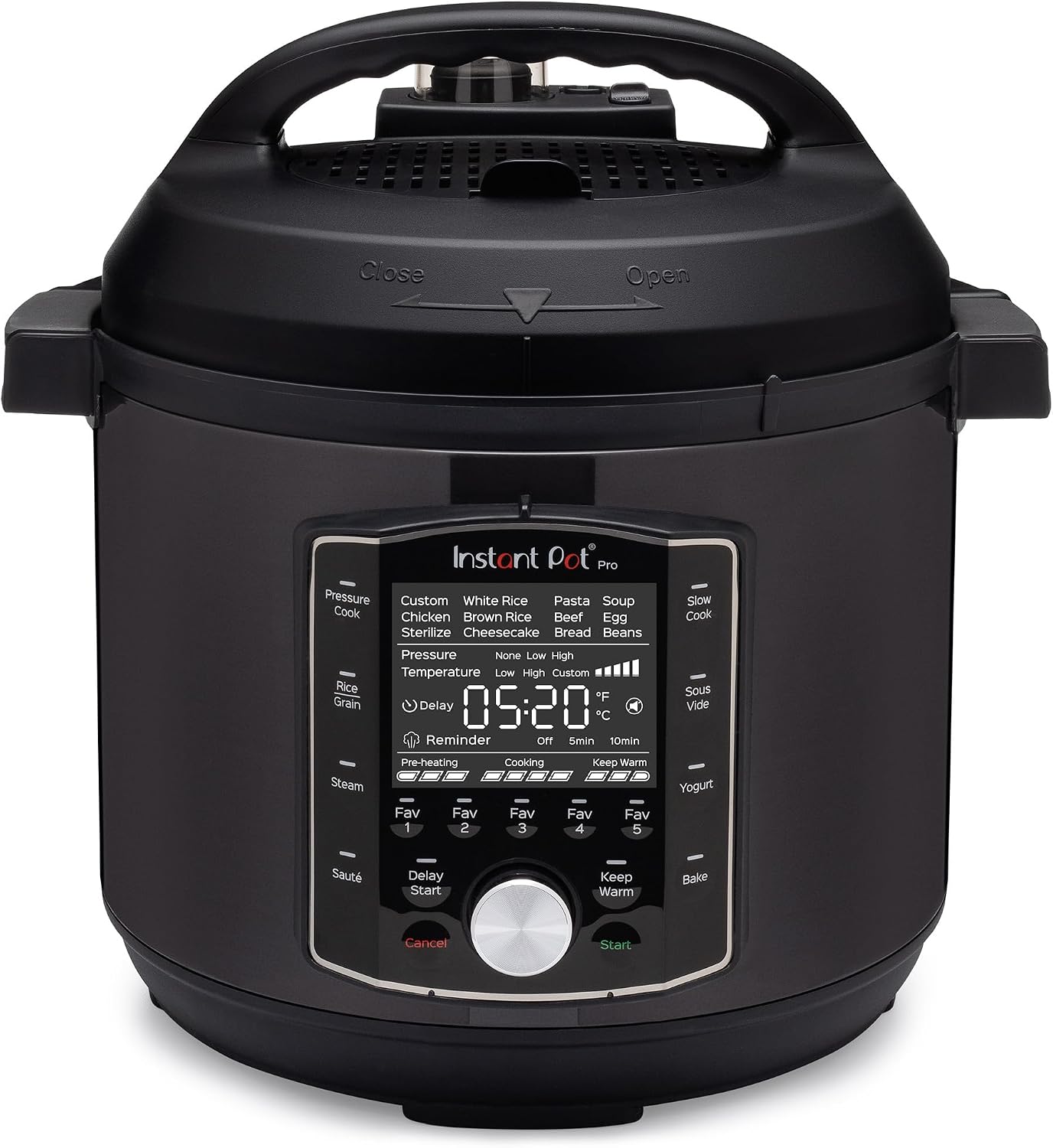 Instant Pot Pro 10-in-1 Pressure Cooker, Slow Cooker, Rice/Grain Cooker, Steamer, Sauté, Sous Vide, Yogurt Maker, Sterilizer, and Warmer, Includes App With Over 800 Recipes, Black, 6 Quart