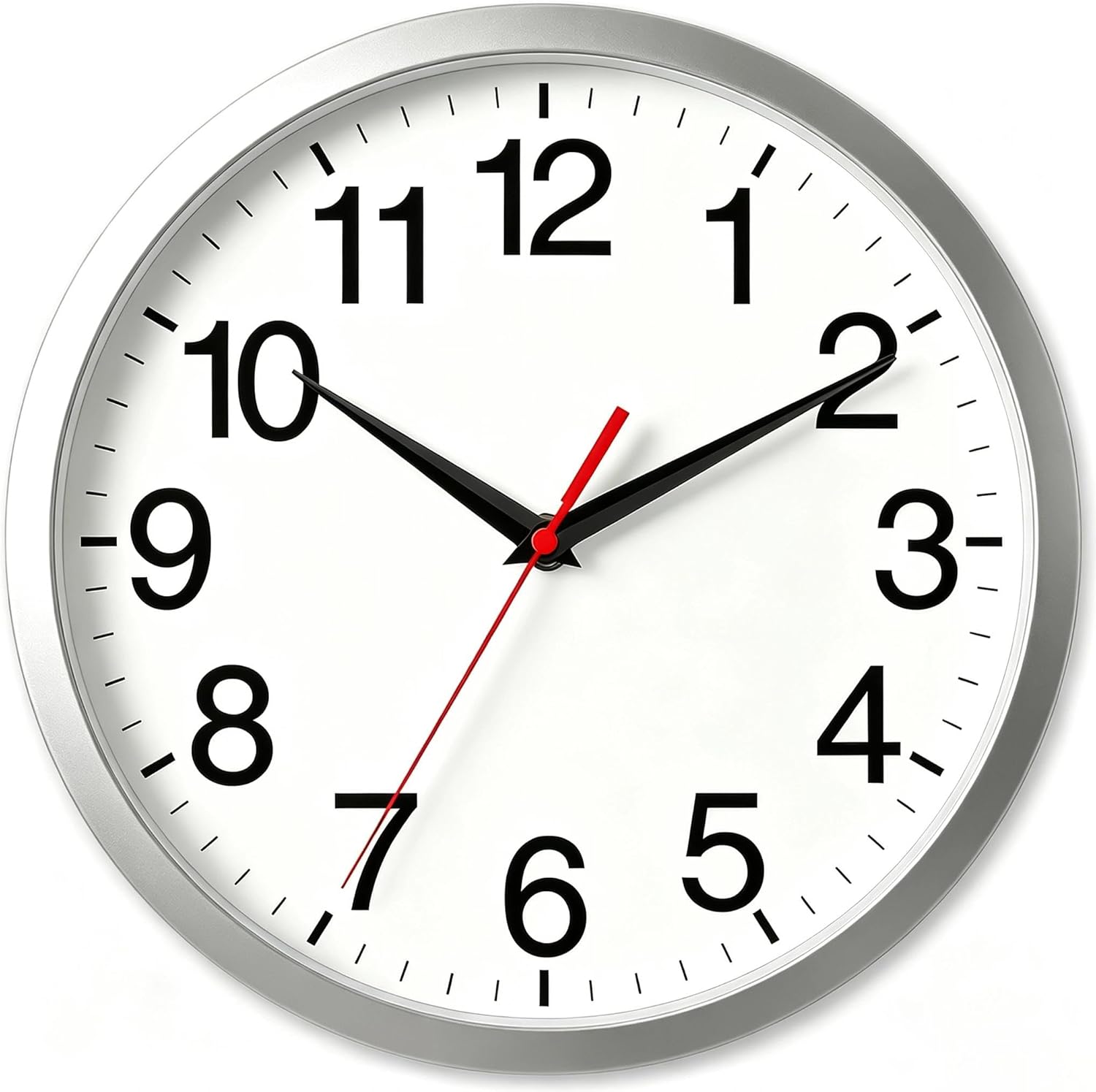 Rohioue Wall Clock Modern 8 Inch Battery Operated Silent Non Ticking Small Analog Clock Decorative for Living Room Office Home Bedroom Kitchen Bathroom(Silver)
