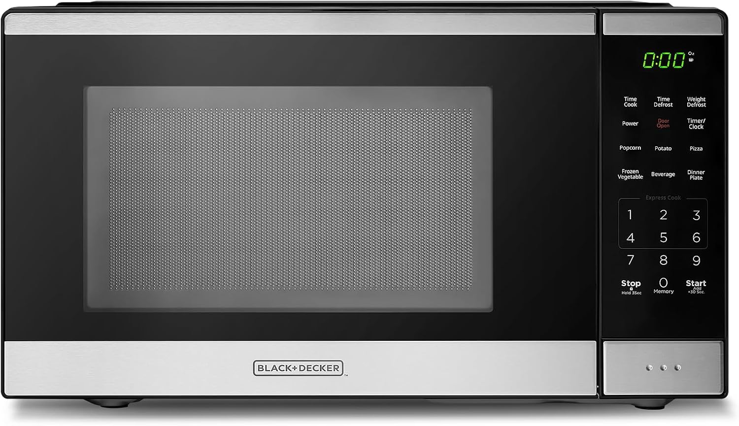 BLACK+DECKER Countertop Microwave Oven 0.9 Cu Ft, 6 Auto Menus, Child Lock, Memory Function, 10 Power Levels, Easy One-Touch Start, Digital Panel, 900W