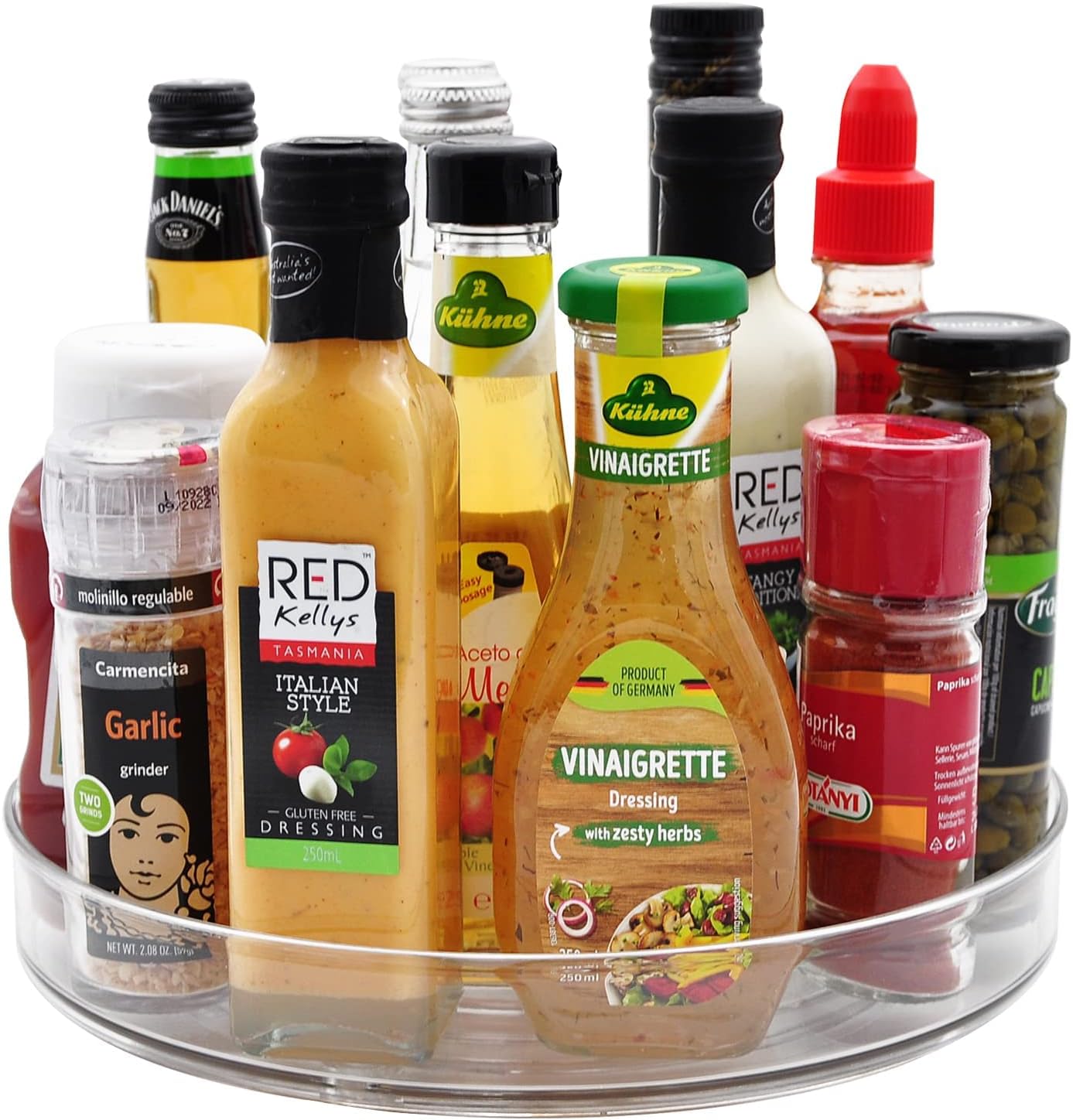 Amolliar Lazy Susan Organizer – 360° Rotating Turntable Organizer for Kitchen, Fridge, Pantry, Countertop, Under Sink & Bathroom, Spice Condiment Organizer Space-Saving Storage Tray 1 Pack, 11″ Clear