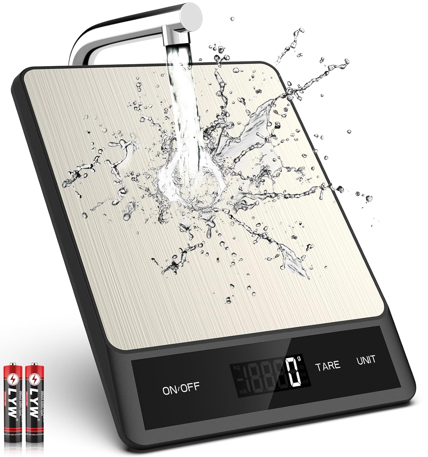 Mik-Nana Food Scale, Digital Kitchen Scale with 6 Units Tare Function | LCD Display, 11lb Stainless Steel Weight Grams and Ounces for Baking, Cooking and Meal Prep (Batteries Included)