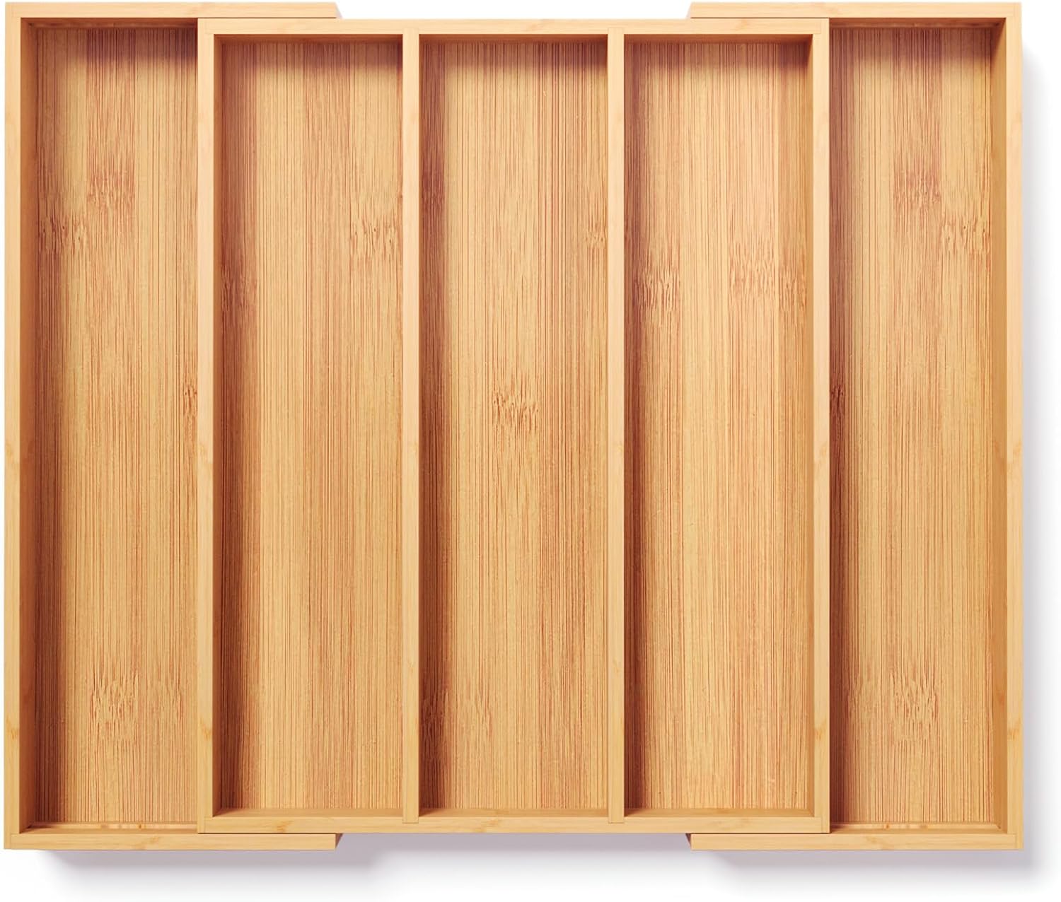 Fibogollo Expandable Kitchen Drawer Organizer,Bamboo Silverware Organizer,Adjustable Flatware Tray for Utensils(16.92 * 13.30~22.83 * 1.96)