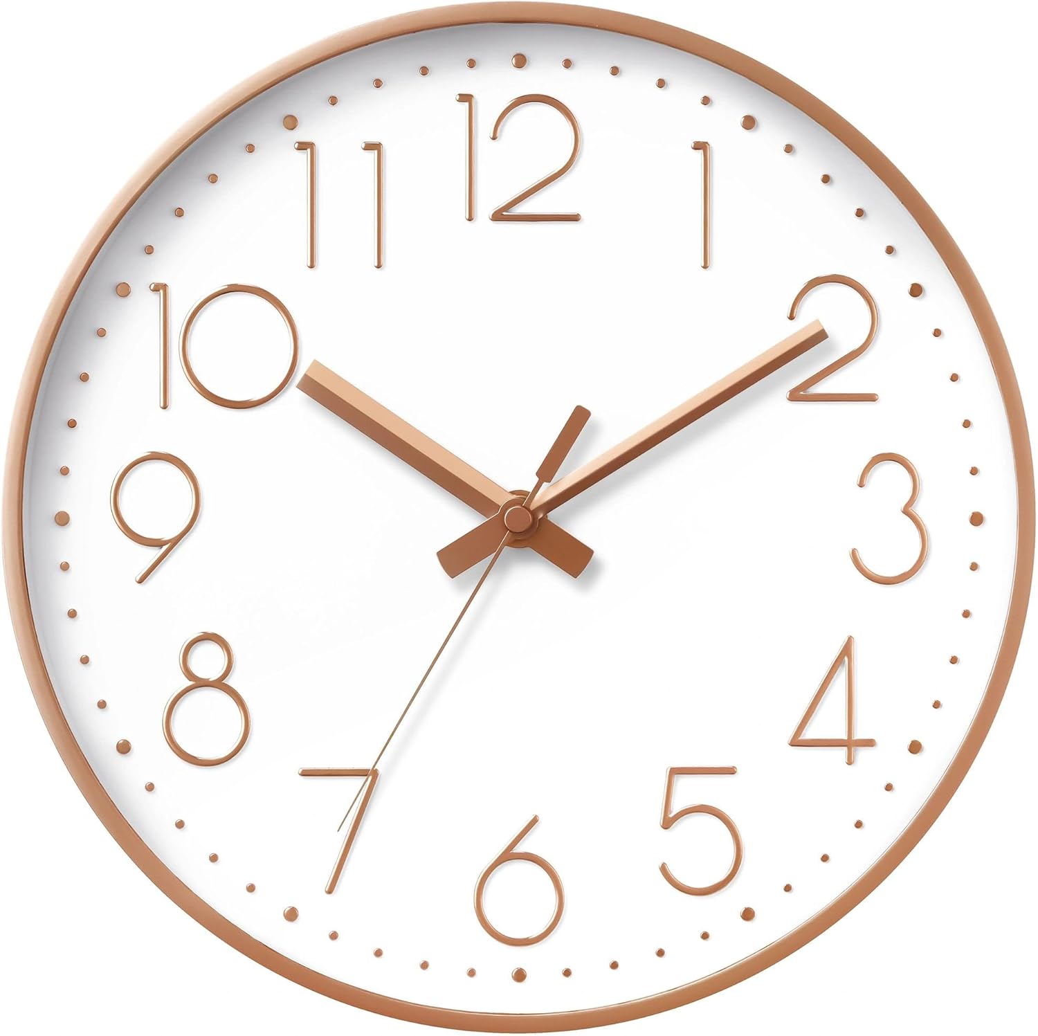 DAXSMY Wall Clock – 10 Inch Silent Non-Ticking Modern 3D Wall Clocks Battery Operated – Decorative Clock for Kitchen, Home Office, Bathroom, Bedroom(Rose Gold)