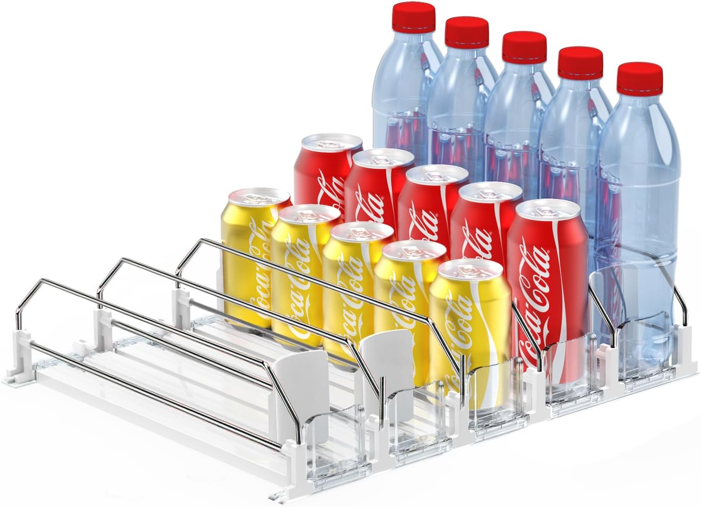 AMLLLC Drink Dispenser for Fridge,Automatic Pusher Glide Soda Can Dispenser for Refrigerator and Adjustable Width – Storage 25 Cans
