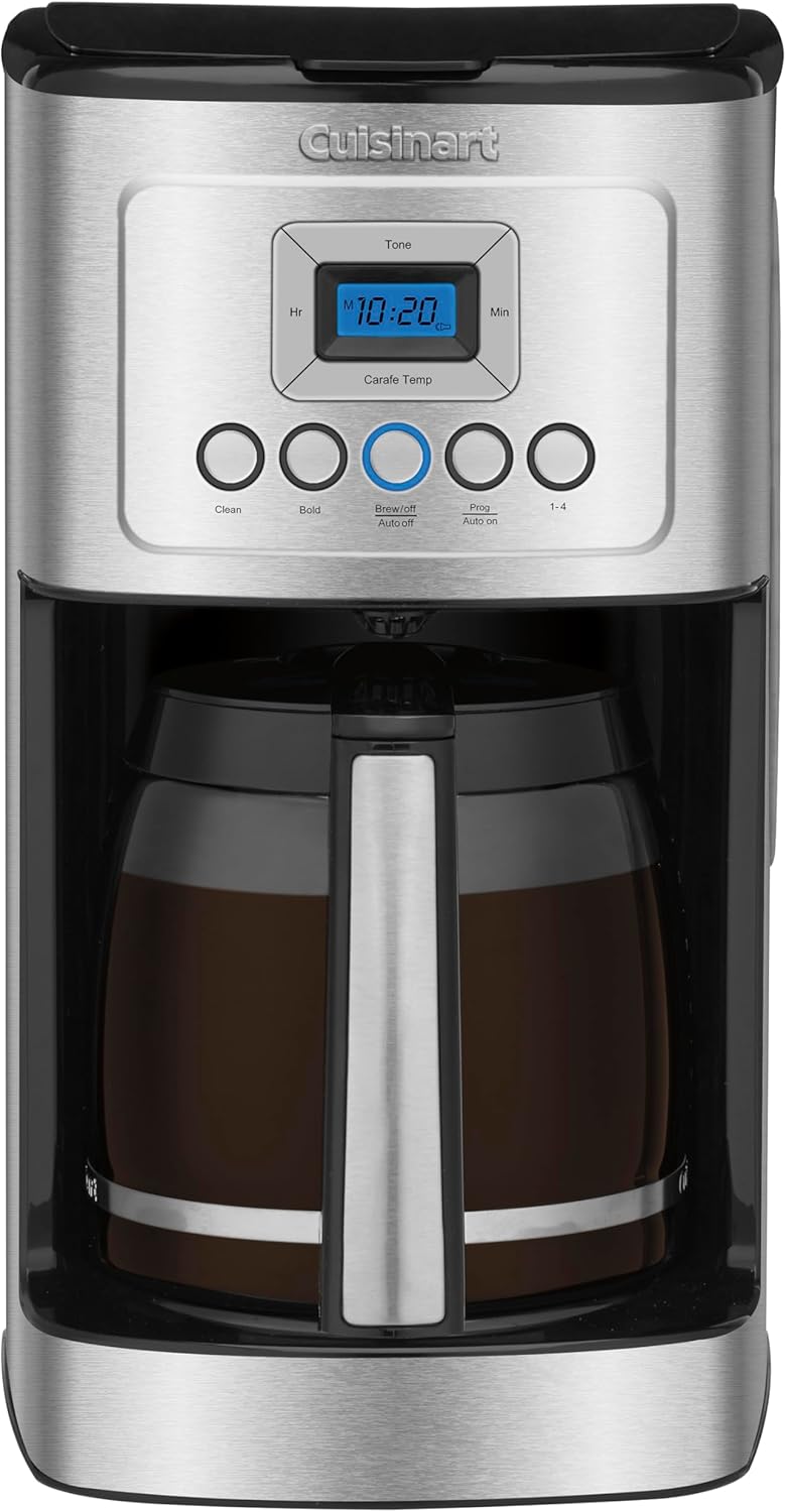 Cuisinart 14-Cup Coffee Maker, Programmable PerfecTemp Glass Carafe Coffee Machine with 1-4 Cup Setting, Brew Strength Control and Pause, Stainless Steel, DCC-3200NAS