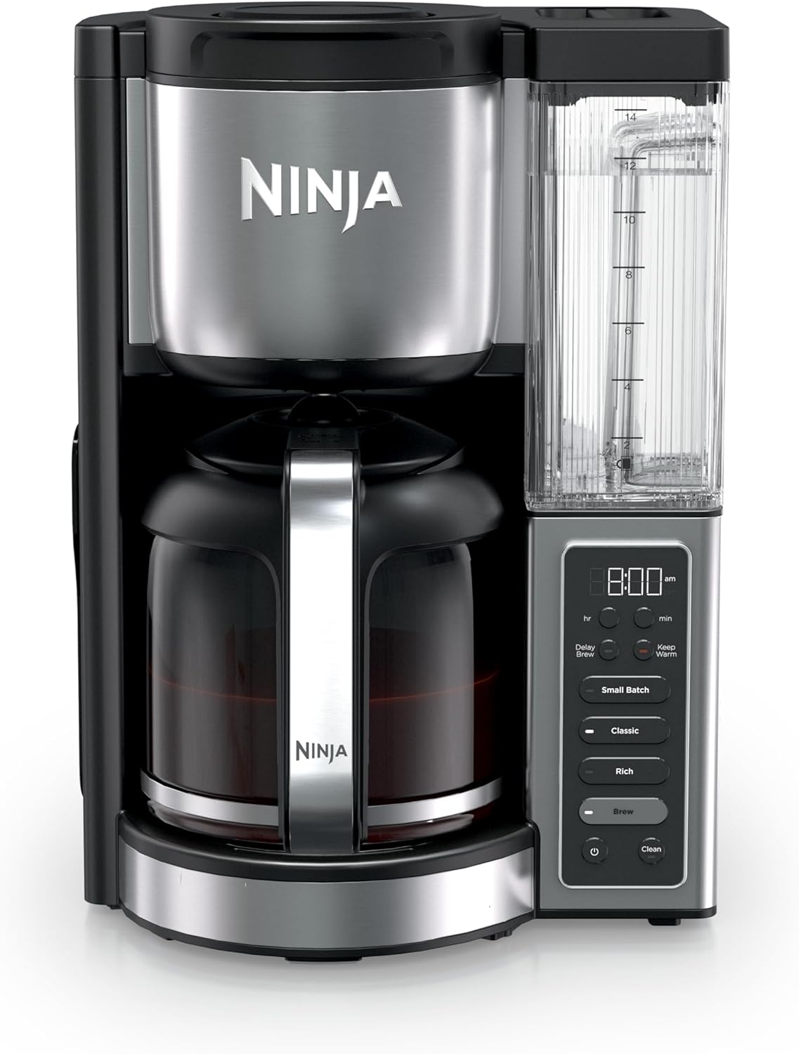 Ninja Fresh Brew™ Drip Coffee Maker, Programmable 14 Cup Glass Carafe, Classic and Rich, 70 Ounces Removable Water Reservoir, Small Batch, Delay, Adjustable Warming Plate, Stainless Steel, CE451