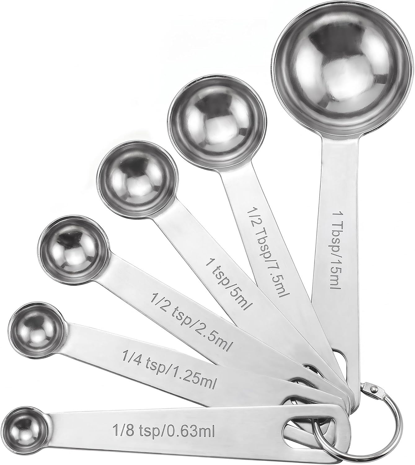 Measuring Spoons, Premium Heavy Duty Stainless Steel Measuring Spoons Cups Set, Small Tablespoon with Metric and US Measurements, Set of 6 for Measuring Dry and Liquid Ingredients