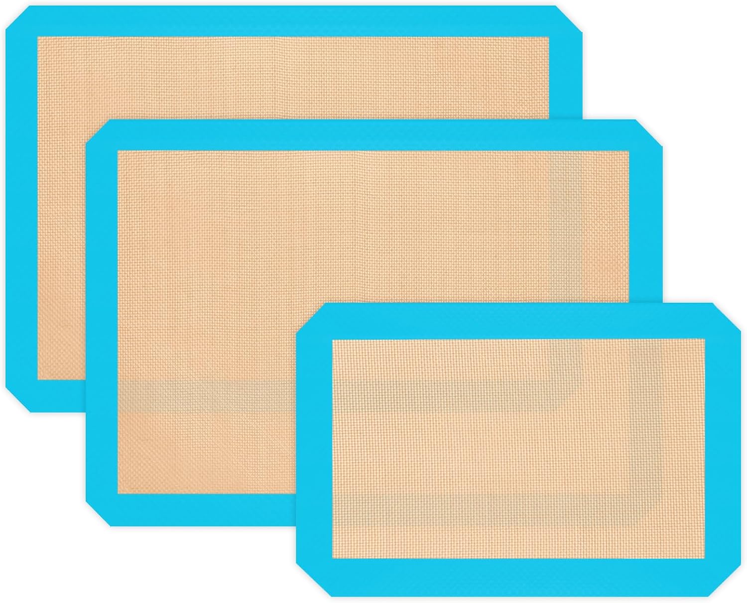 Silicone Baking Mats, Non-Stick Reusable Baking Sheet Liners, Parchment Paper Alternative for Cookies, Bread, Pastries & Dough, 2 Half & 1 Quarter Sheets