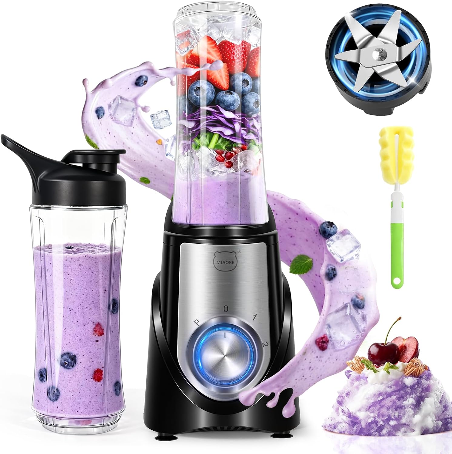 2026 Upgrade 600 ML Smoothie Blender,32,000 RPM Smoothie Blender, 10s Juicing, fro Ice Crushing & Milkshakes, BPA-Free, Detachable 6-Leaf. Portable Shaker Cups fro Protein Shakes