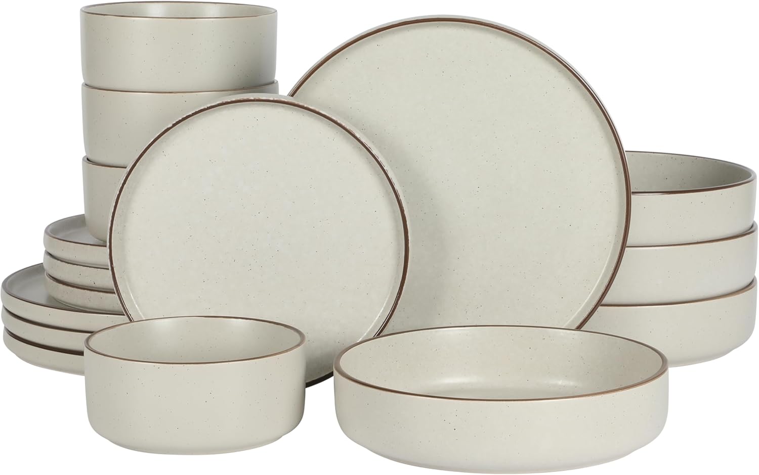 Gibson Elite Gelston Stoneware Matte Reactive Glaze 16 Piece (Service for 4) Plates and Bowl Dinnerware Set – Cream
