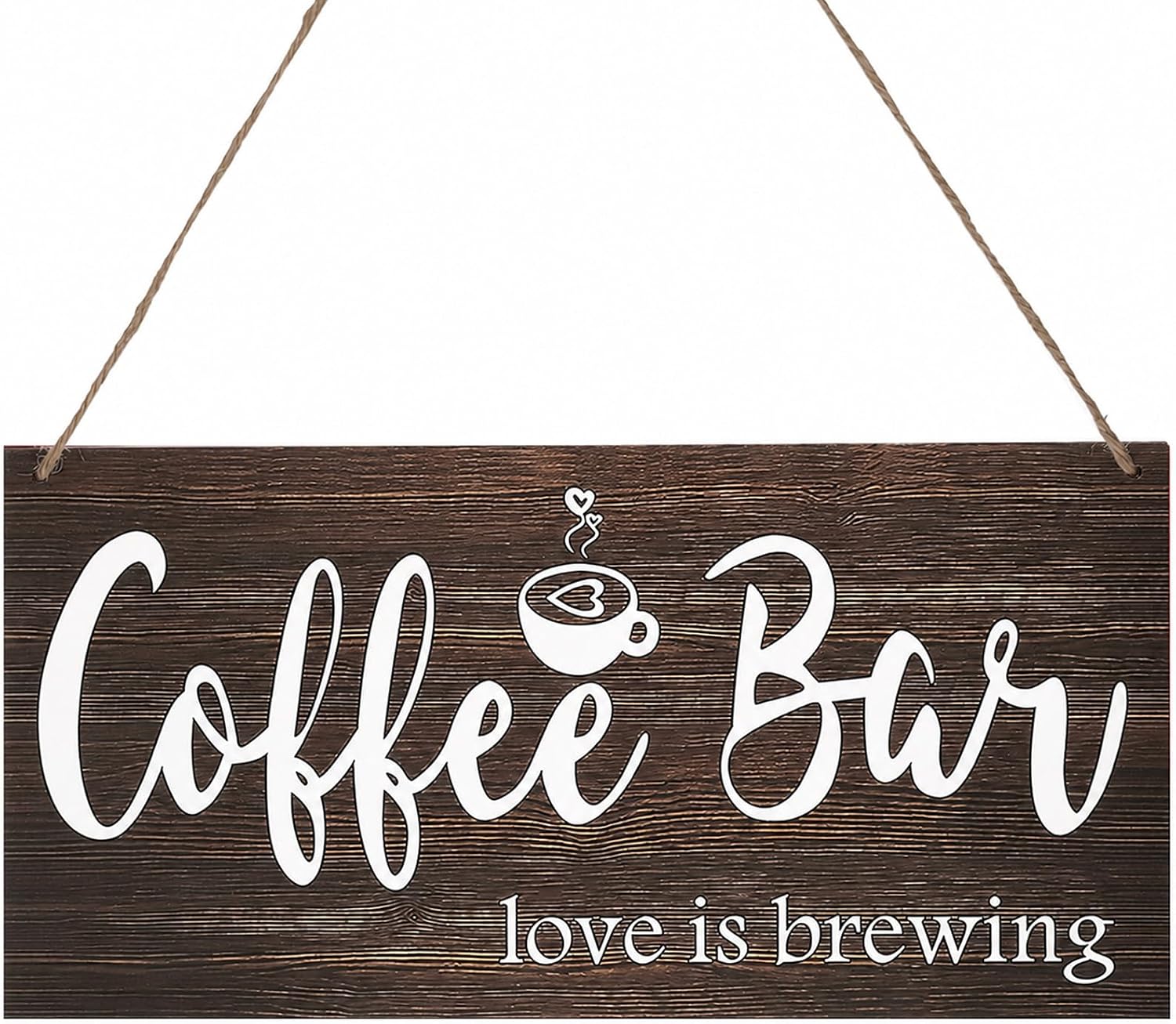 Coffee Bar Signs for Wall Decor, Vintage Wood Coffee Hanging Wall Sign Plaques Rustic Cafe Bar Walls Decor Small Farmhouse Cafe Signs for Kitchen, Office, Home (11.8×5.9 Inch)