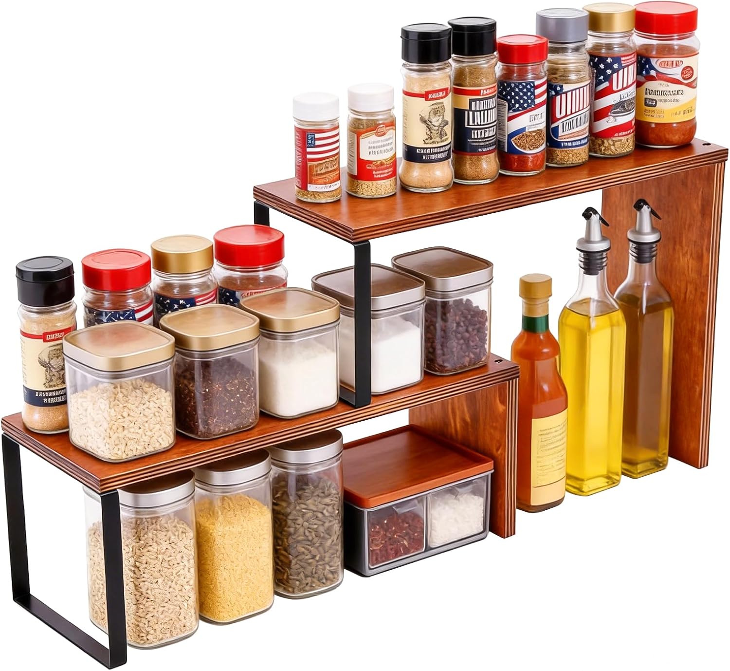 Kitchen Cabinet Organizer, Kitchen Countertop Organizer, Spice Rack, Counter Organizer, Cabinet Shelves, Cabinet Organizer Shelf, Stackable Countertop Storage for Pantry, Coffee Station, Bathroom