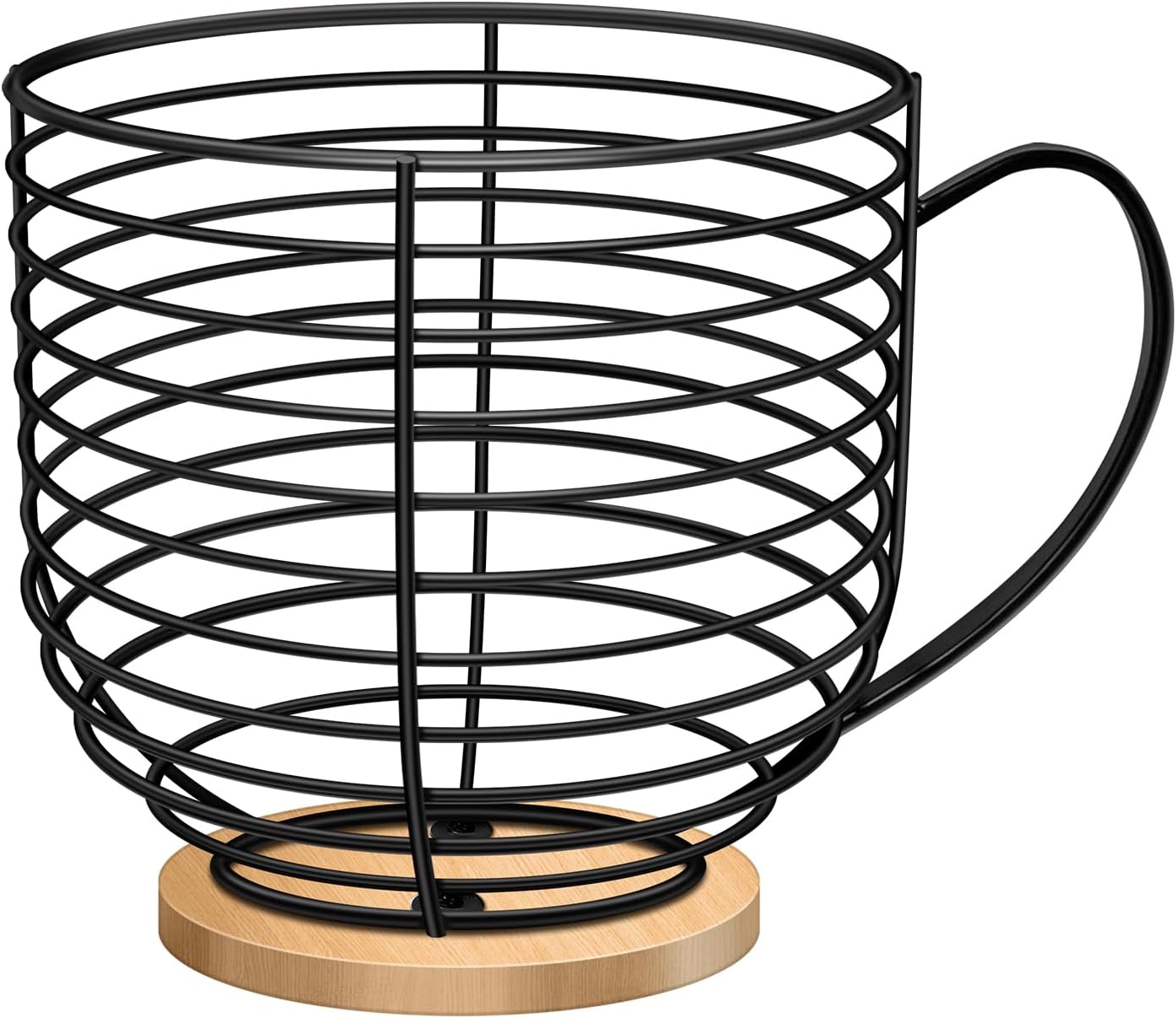 BYTEAIDREX Coffee Pod Holders for Counter – K Cup Holders for Counter – Coffee Pods Storage Organizer – Bar Accessories – Large Capacity Black Wire Kup Storage with Wooden Base.