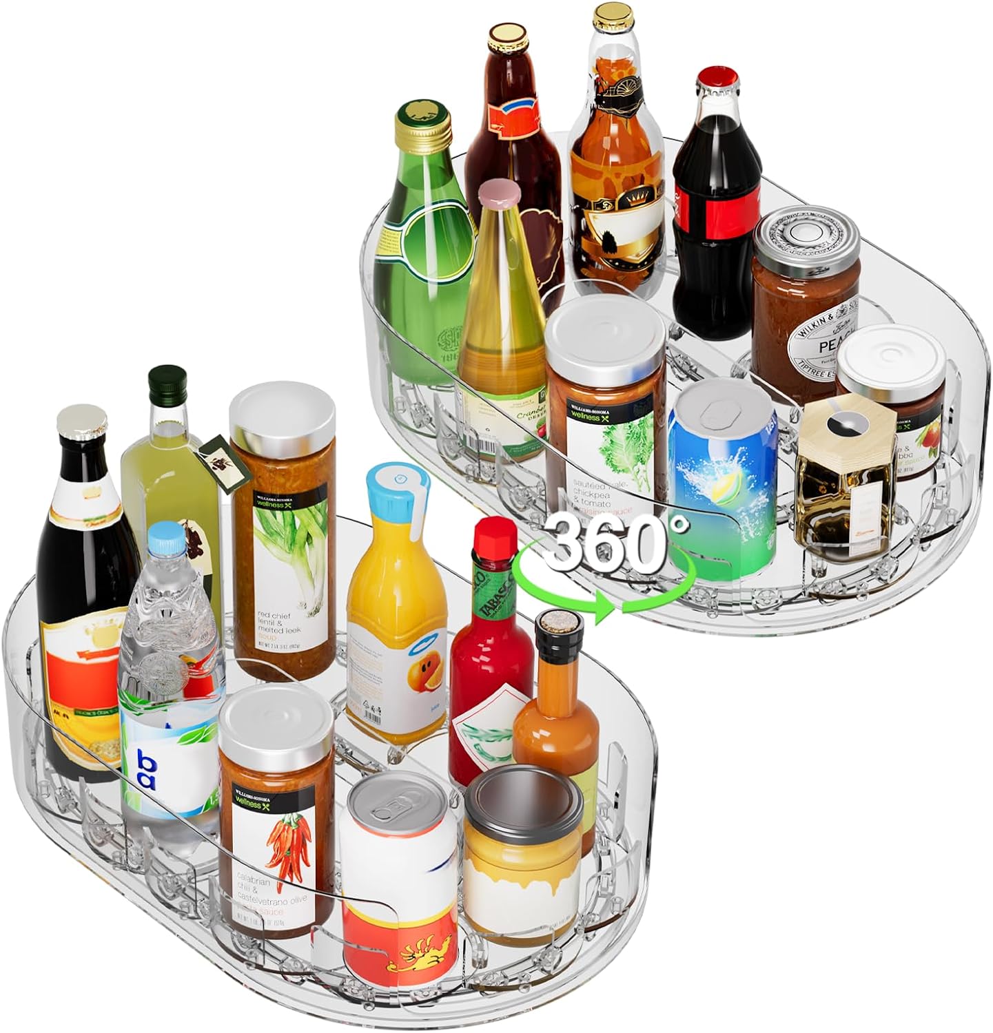 360° Rotating Lazy Susan for Refrigerator, 13.5”x8.5” Clear Lazy Susan Turntable for Refrigerator Organizers and Storage, Kitchen, Table Top, Cabinet, Pantry, Countertop
