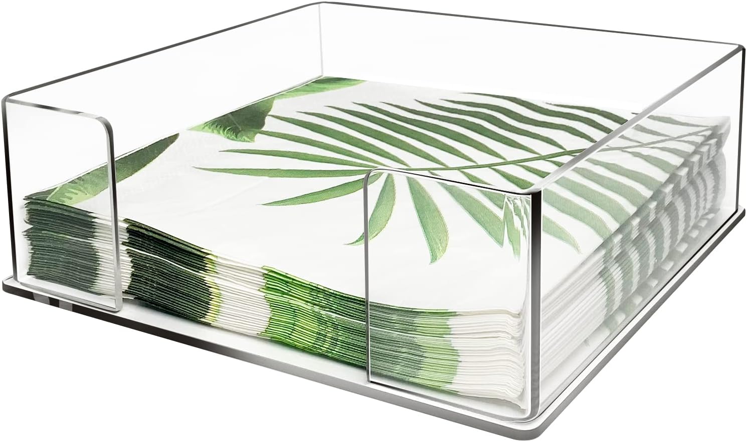 Square Acrylic Napkin Holder for Table | Napkins Holder for Cocktail Table and Kitchen, Tabletop Napkin Tray for for Bathroom, Dining, Parties (7×7”)