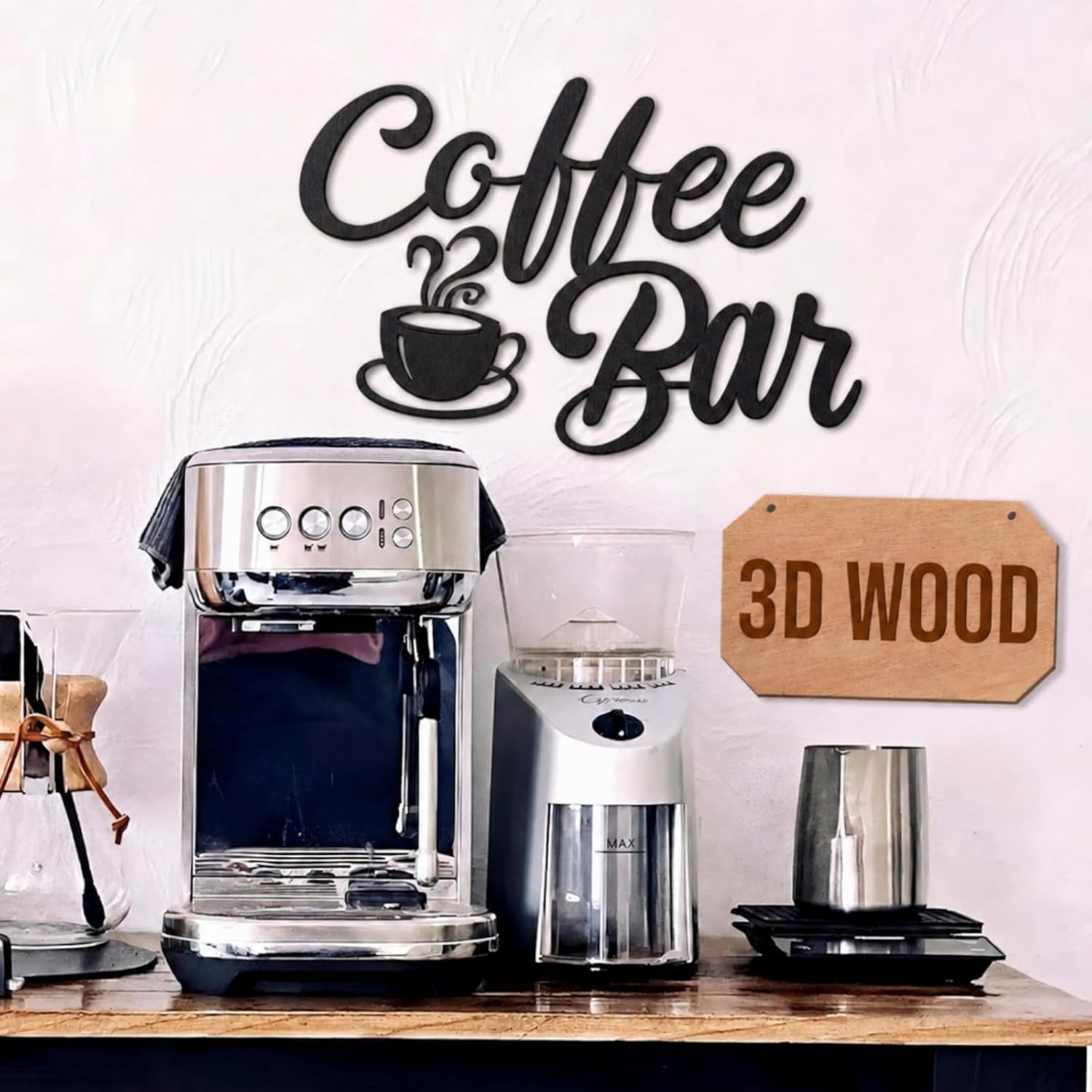 Shimeyao Coffee Bar Signs for Wall Decor Metal Coffee Station Signs Black Hanging Wall Art Vintage Cafe Decorations Farmhouse for Kitchen Home Bar