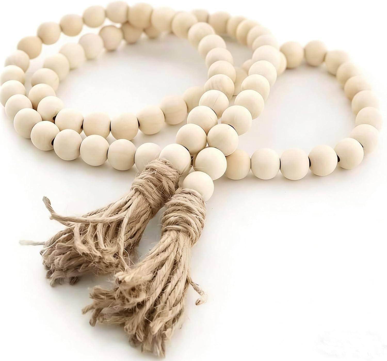 58inch Wood Beads Garland Farmhouse Beads – Natural Prayer Wood String Beads Decorative Beads for Wall Hanging Vase Handle Door Boho Decor