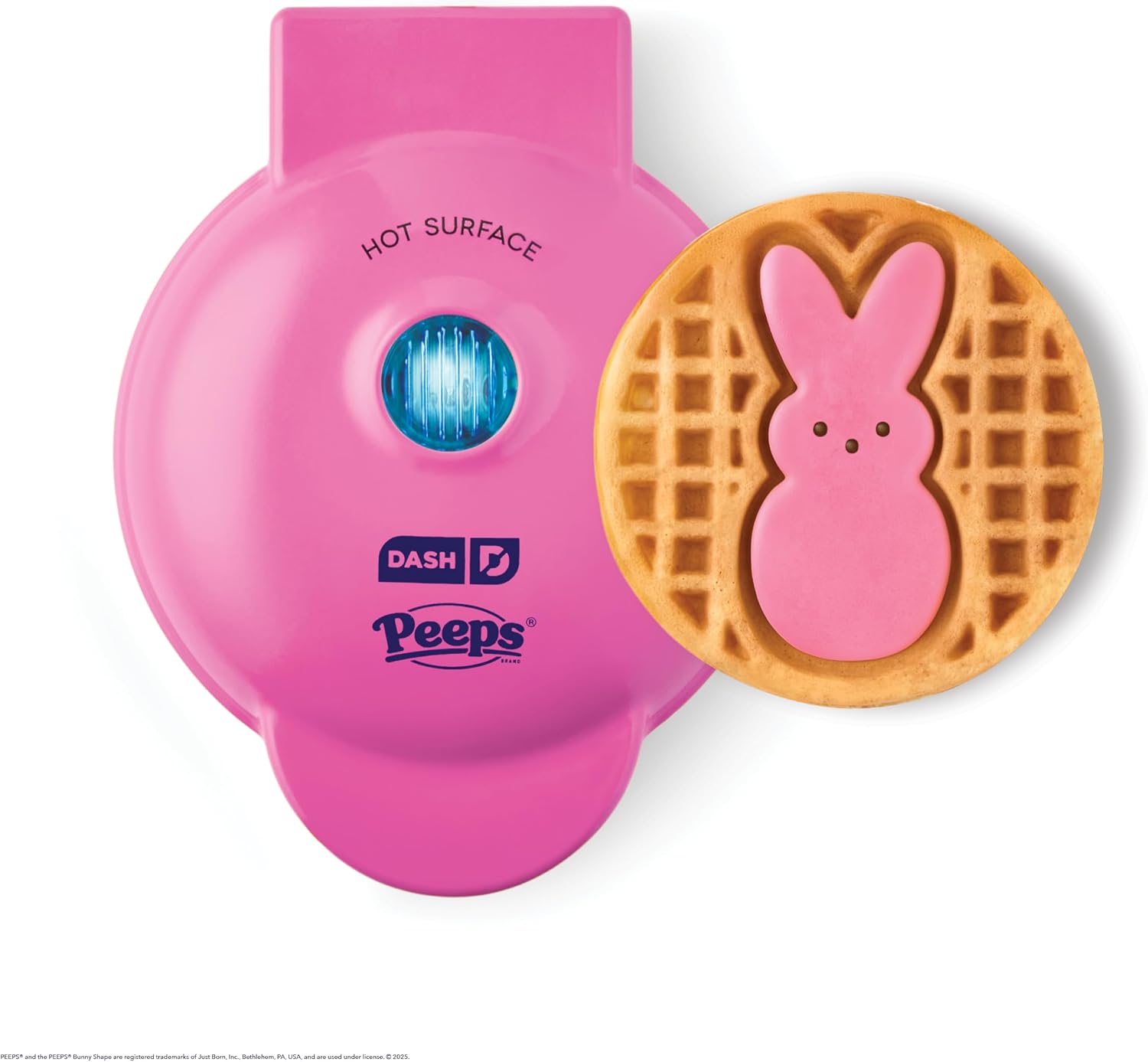 Dash & PEEPS® Mini Waffle Maker- Mini Machine for Creative Homemade Treats – Nonstick Iron with Unique Print Design – Stylish Waffle Machine – Pink Bunny