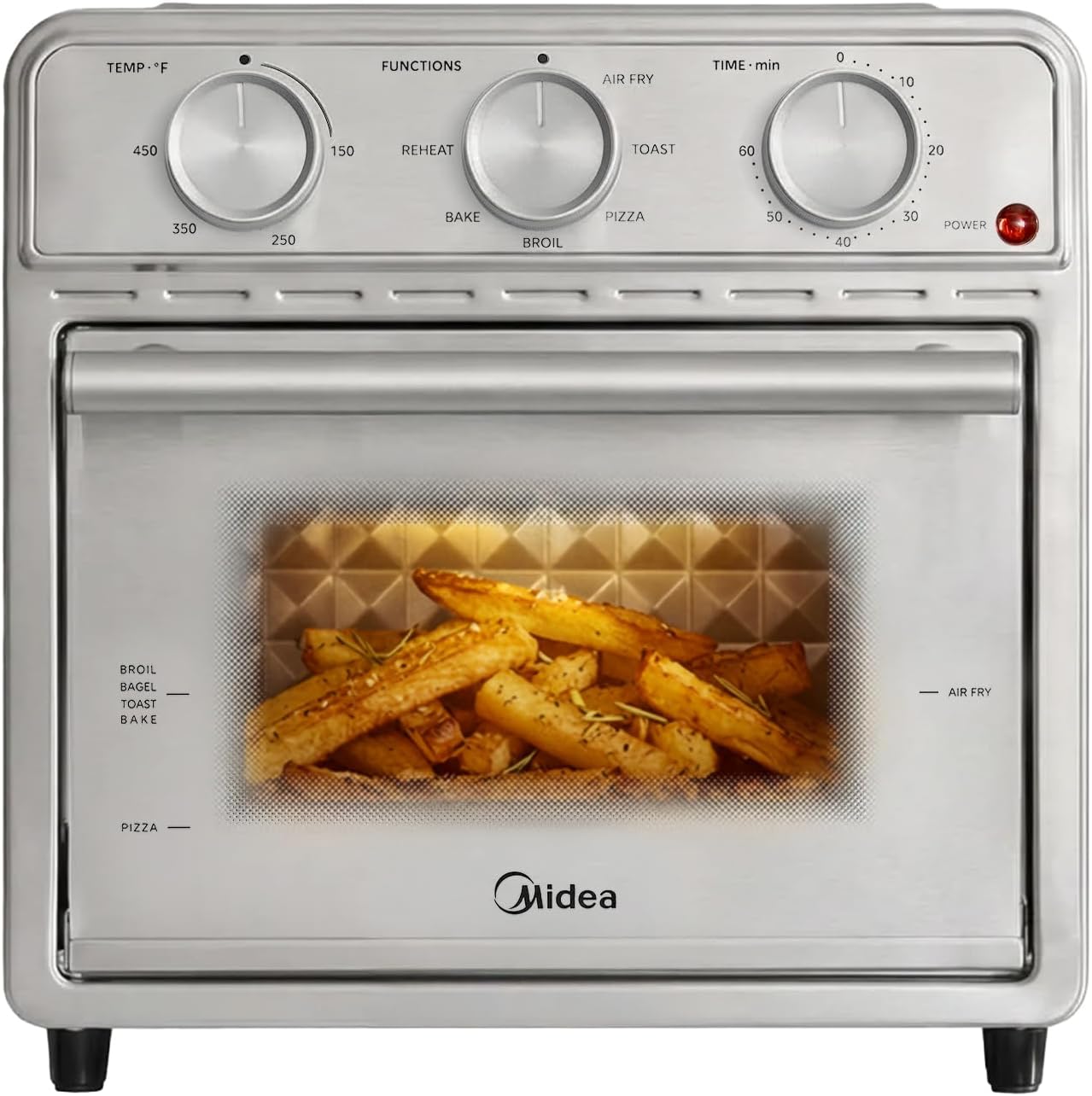 Midea Neo Air Fryer Toaster Oven Combo with Air Fry, Toast, Pizza, Broil, Bake, and Reheat Functions, 12.7 Quarts, Stainless Steel