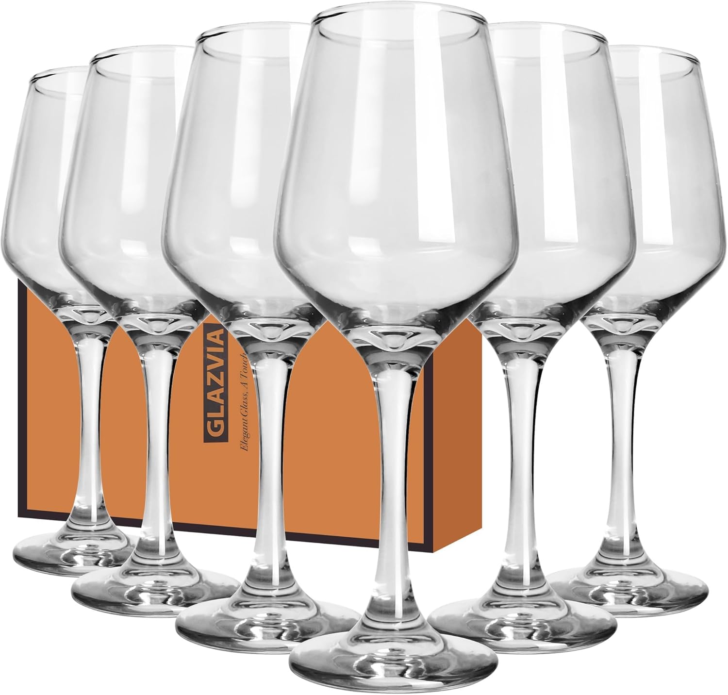Wine Glasses Set of 6, 12oz Classic Stemmed Glasses, Thick & Clear, Dishwasher Safe Stemware for Red or White, Gift for Party, Holiday, Anniversary, Restaurant, Home Bar, Daily Use