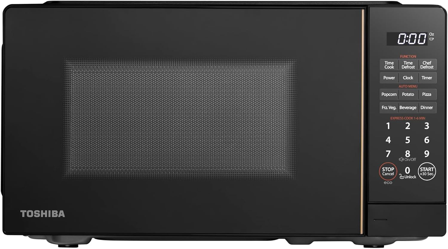 TOSHIBA Small Microwave Oven with 11 Power Levels, ChefDefrost, Sound On/Off & Eco Mode, Cu Ft, 700W, Black, MM-EM07PA(BK), 0.7 Cu.Ft