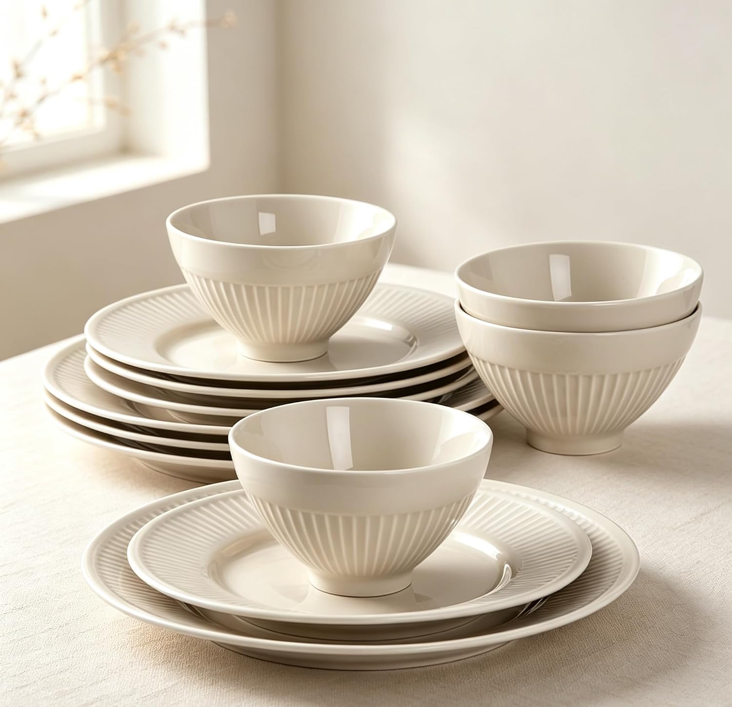 Dinnerware sets plates and bowls sets modern plates,Ceramic Dinnerware Sets,12 Pieces Porcelain Lightweight Plates,Scratch Resistant Dish Set (style – 16, 4 – Set (12pcs))