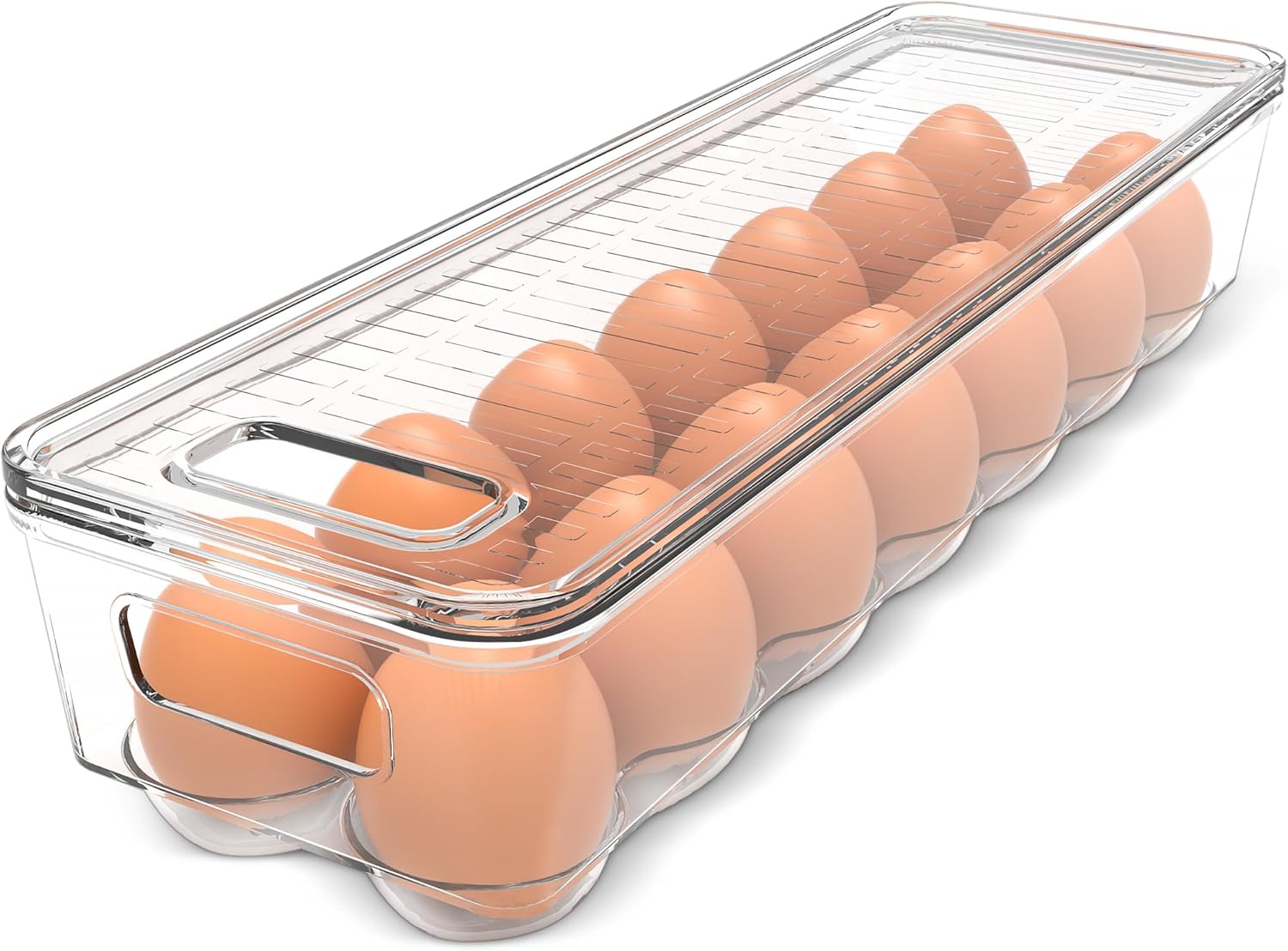 Utopia Home Egg Container With Lid and Handle for Refrigerator – Pack of 1 – Clear Stackable Egg Holder for Kitchen Storage and organization