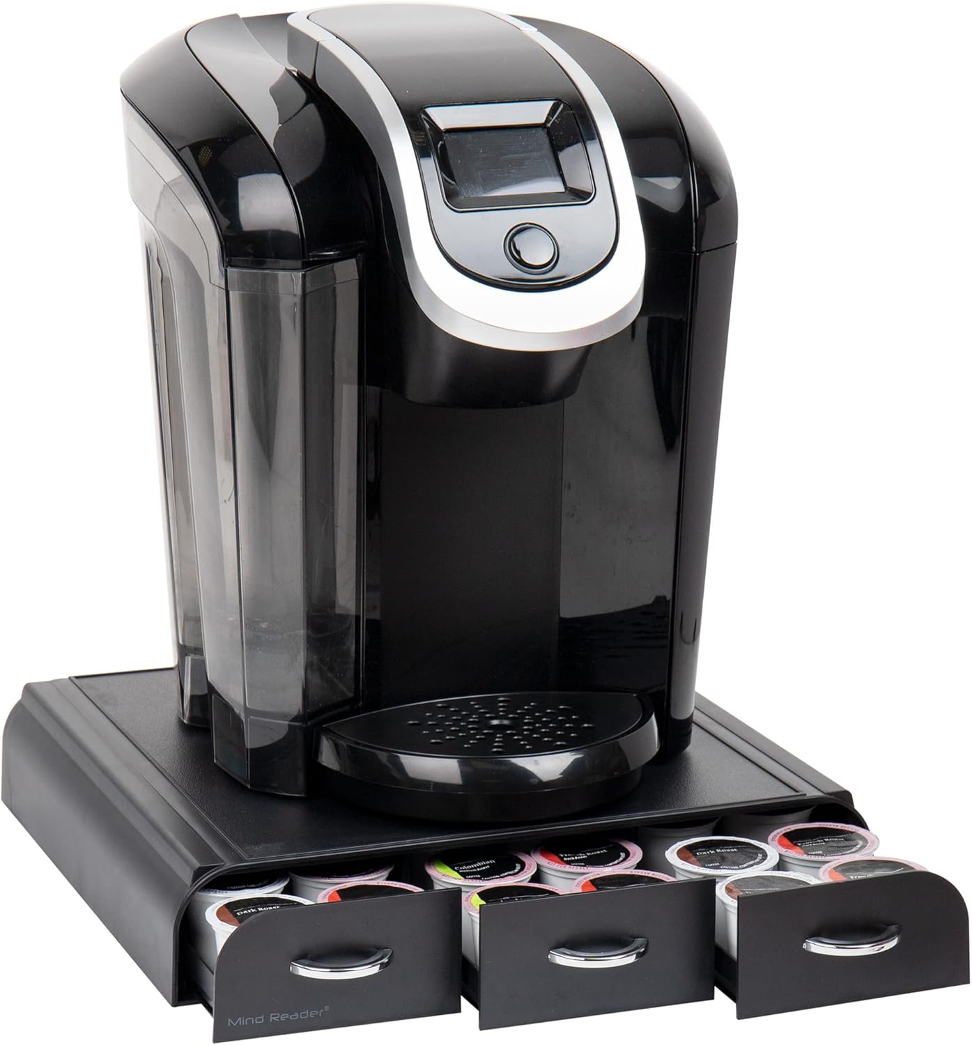 Mind Reader Single Serve Coffee Pod Organizer with 3 Drawers, 36 Pod Capacity, Countertop Coffee Storage for Single Serve Pods, Black