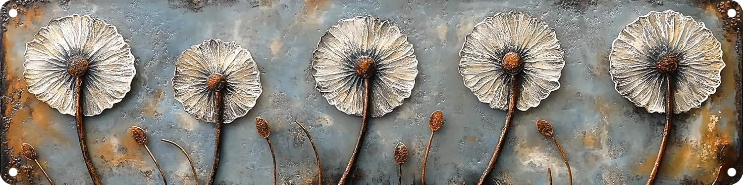Dandelion Metal Sign 4x16in Vintage Retro Gift Plaque for Home Kitchen Bathroom Wall Bedroom Farmhouse Garden Decor
