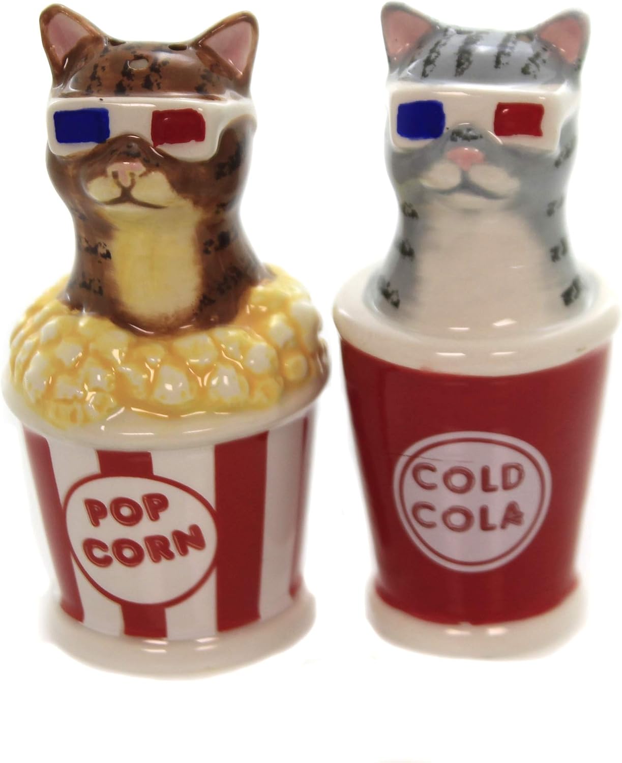 Pacific Giftware Movie Theater 3D Glasses Cats Salt and Pepper Shaker Set, 4 Inch