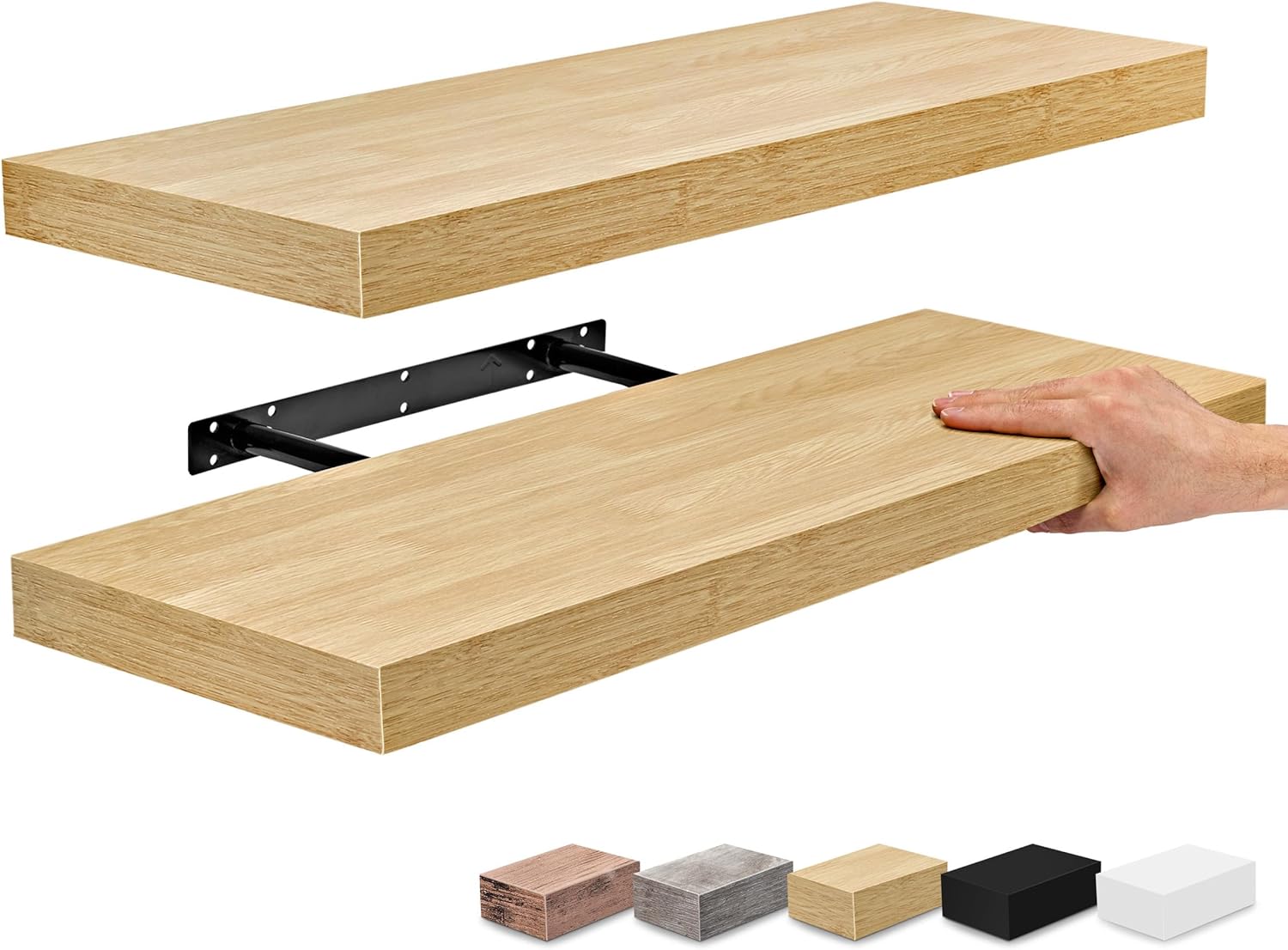 Sorbus Floating Shelves for Wall – 24″ Bathroom Shelves, Wall Decor for Bedroom, Kitchen, Living Room, Home Decor & Book Storage – Mounted Floating Shelf with Invisible Brackets (Maple Wood, 2 Pack)