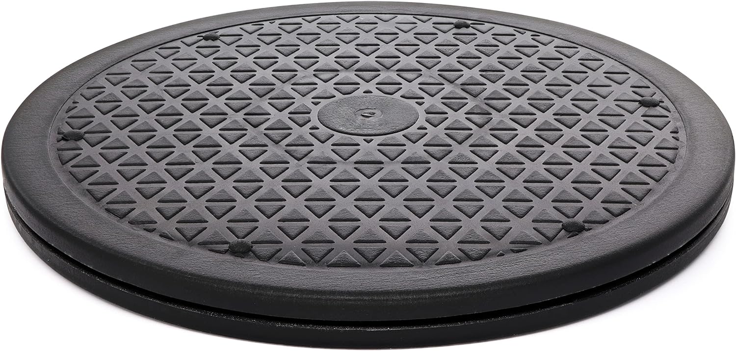 10 Inch Lazy Susan Turntable Organizer, Non Skid Large Lazy Susan Turntable for Cabinet, Computer or Laptop, Plastic Turn Table, Black, 1 PC – by RamPro