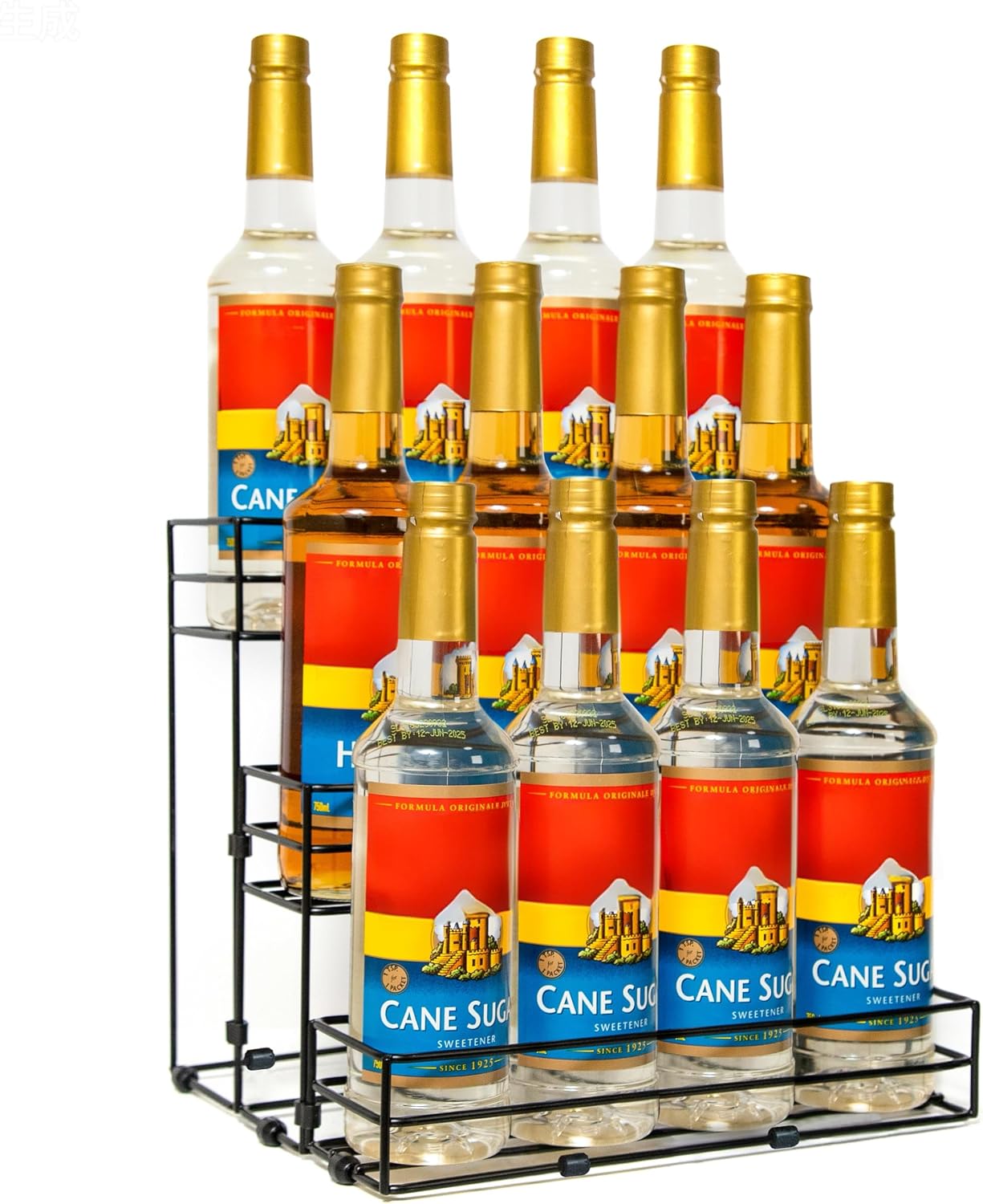 12 Bottles Coffee Syrup Rack Organizer, Coffee Syrup Stand Holder, 3 Tier Coffee Syrup Organizer for Coffee Bar Station, Wine Rack for Countertop, Bottle Display Shelf for Cocktail, Dressing