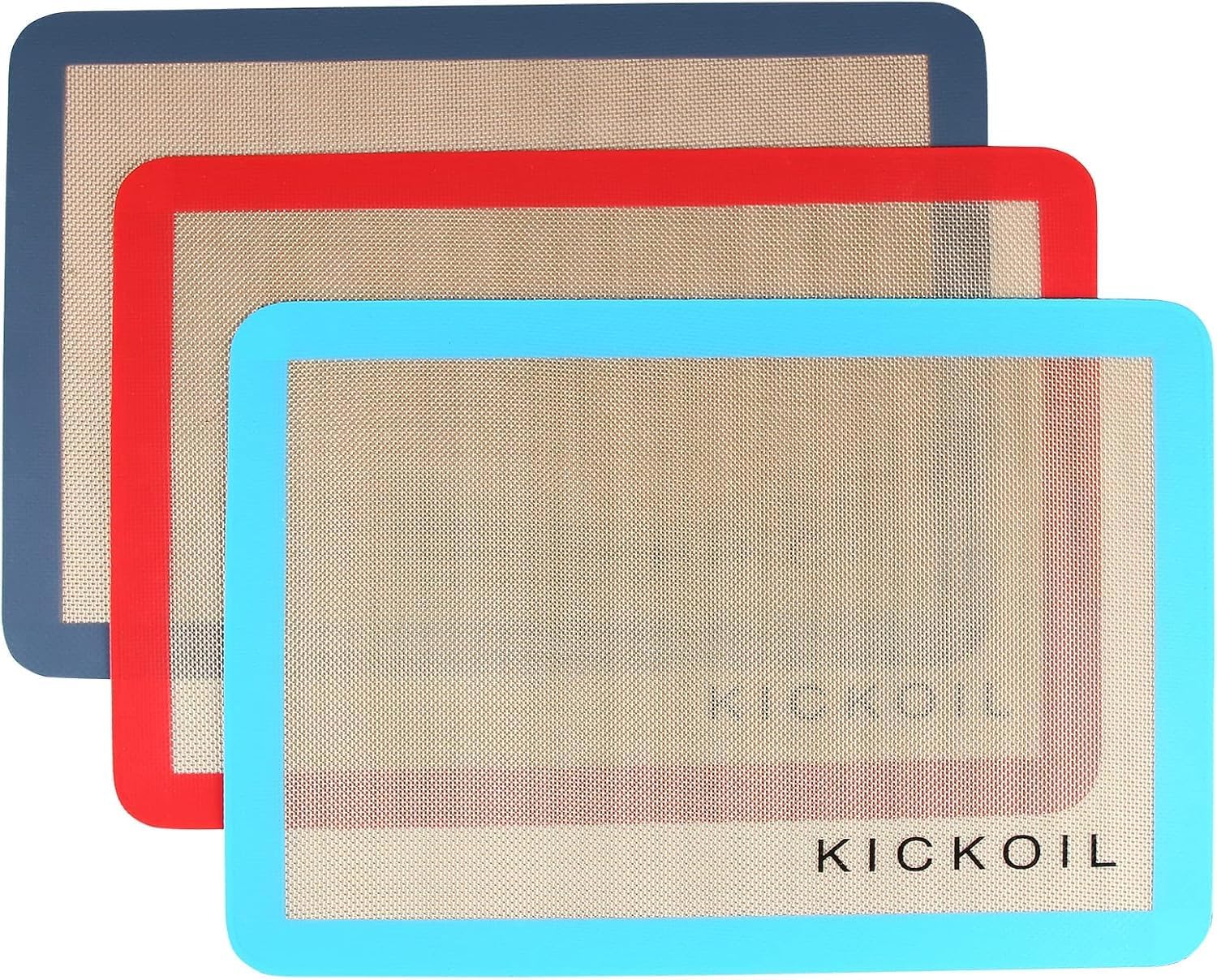 Silicone Baking Mats Set of 3, Non-Stick Reusable BPA-Free Oven Liners,100% Food-Grade Silicone Baking Sheets for Cookies, Macarons, Bread and Pastry,11.6” x 8.5”(Quarter)