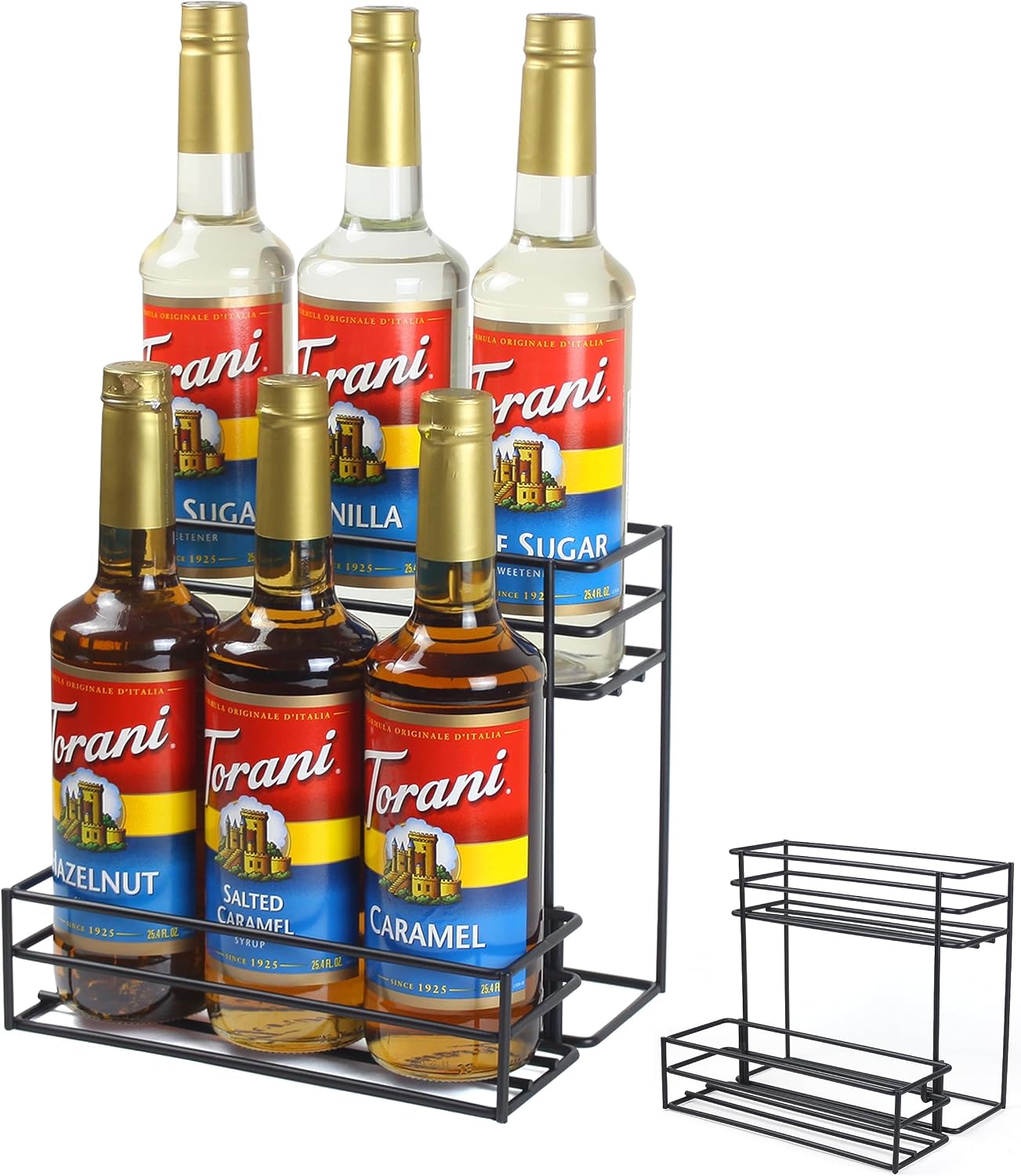 MCSAPIL Coffee Syrup Rack (6 Bottle Capacity), Organizer for Coffee Bar & Kitchen, Small Wine Rack for Bar, Family & Storage