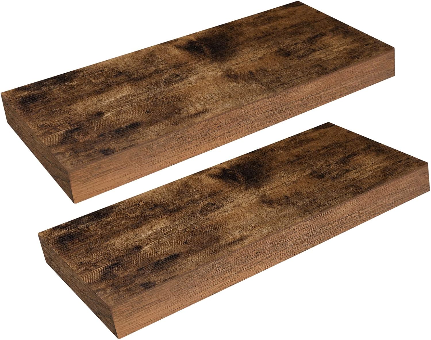 HOOBRO Floating Shelves for Wall, Wall Mounted Shelf Set of 2, 15.7″ Hanging Shelf with Invisible Brackets, for Wall Decor Storage in Bathroom Bedroom Kitchen Living Room Office, Rustic Brown BF40BJ01
