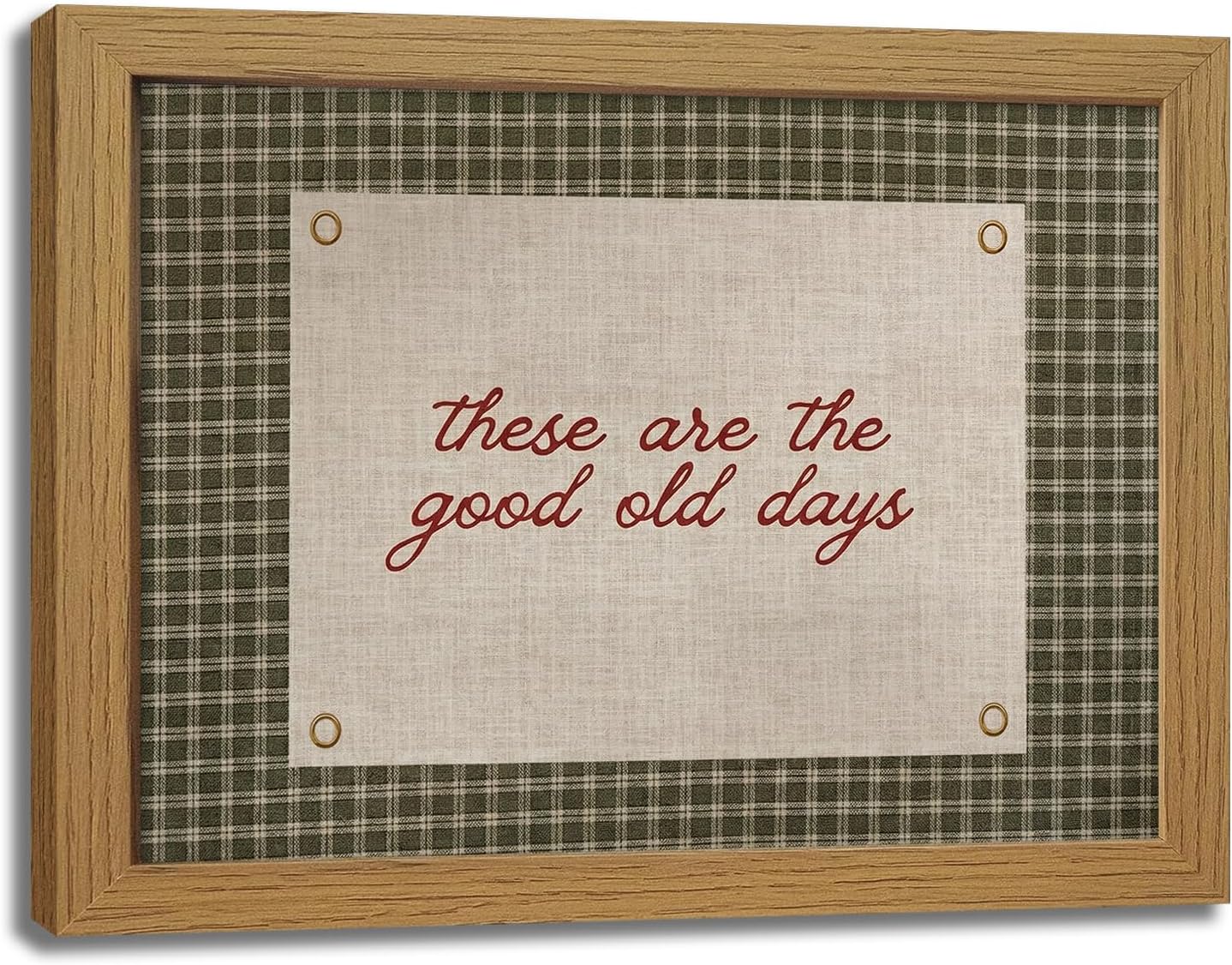 Msvenors Framed These Are The Good Old Days Wall Art, Vintage Cottagecore Gingham Canvas Wall Decor, Inspirational Quote Pictures, Rustic Home Decor for Dining Room Kitchen Living Room Bedroom 8x10in