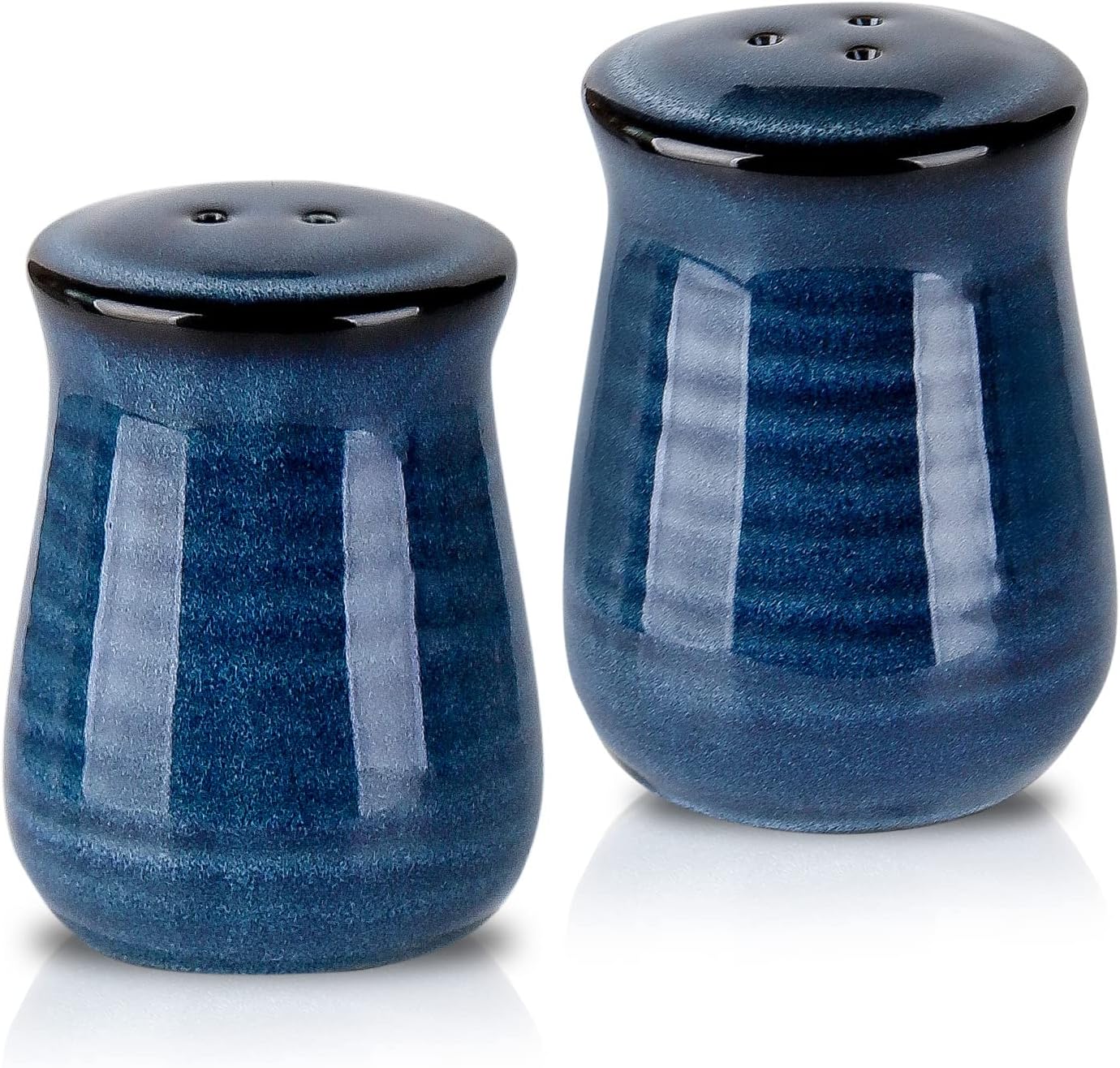 Hasense Ceramic Salt and Pepper Shakers,Navy Farmhouse Salt Shaker set of 2, Vintage Spice Shaker for Compact Cooking,Travel,BBQ, Kitchen and Resturant Decor,Blue